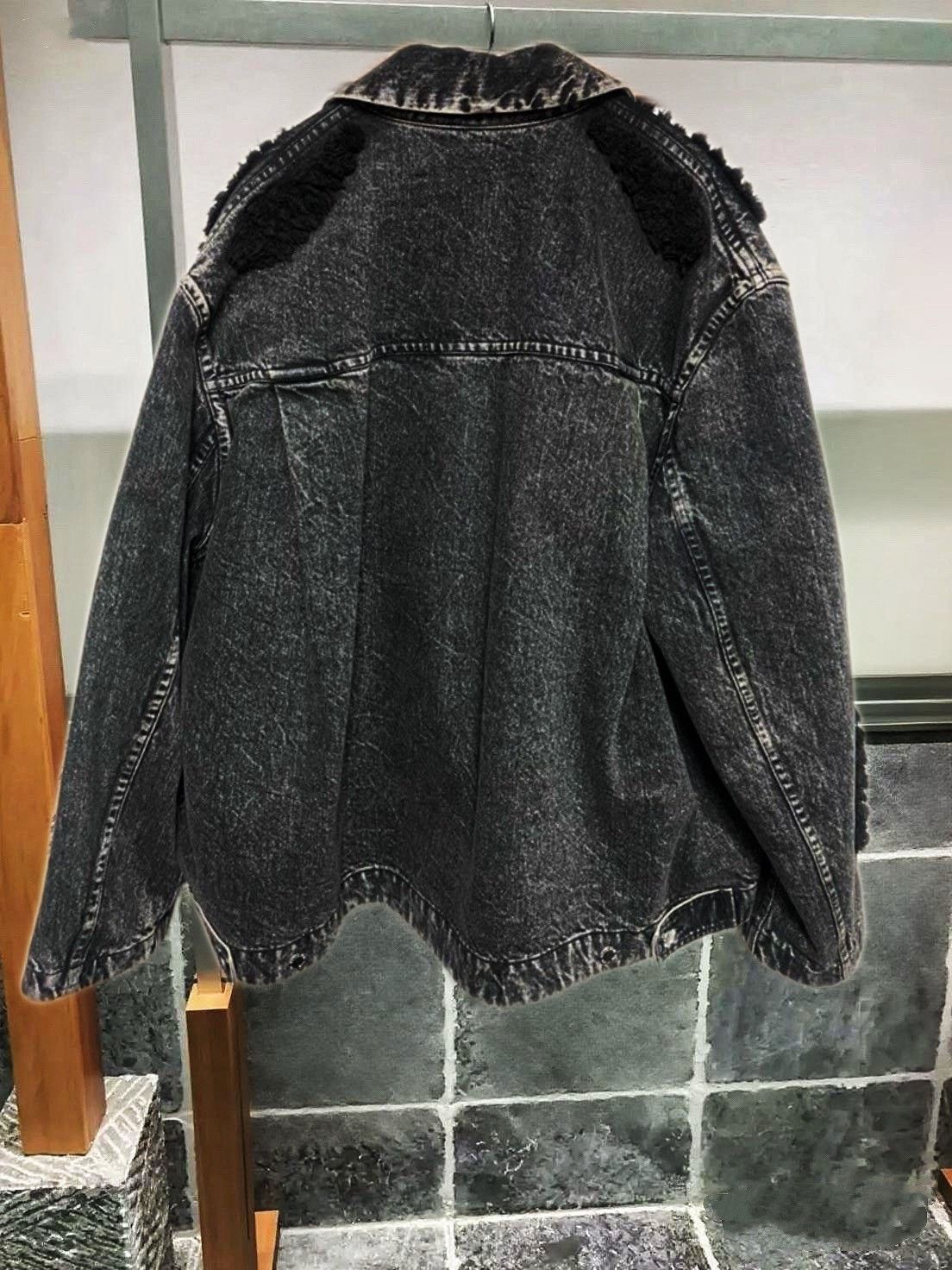 Song For The Mute sftm 24.2 Teardrop Fleece Denim Jacket Size US M / EU 48-50 / 2 - 2 Thumbnail