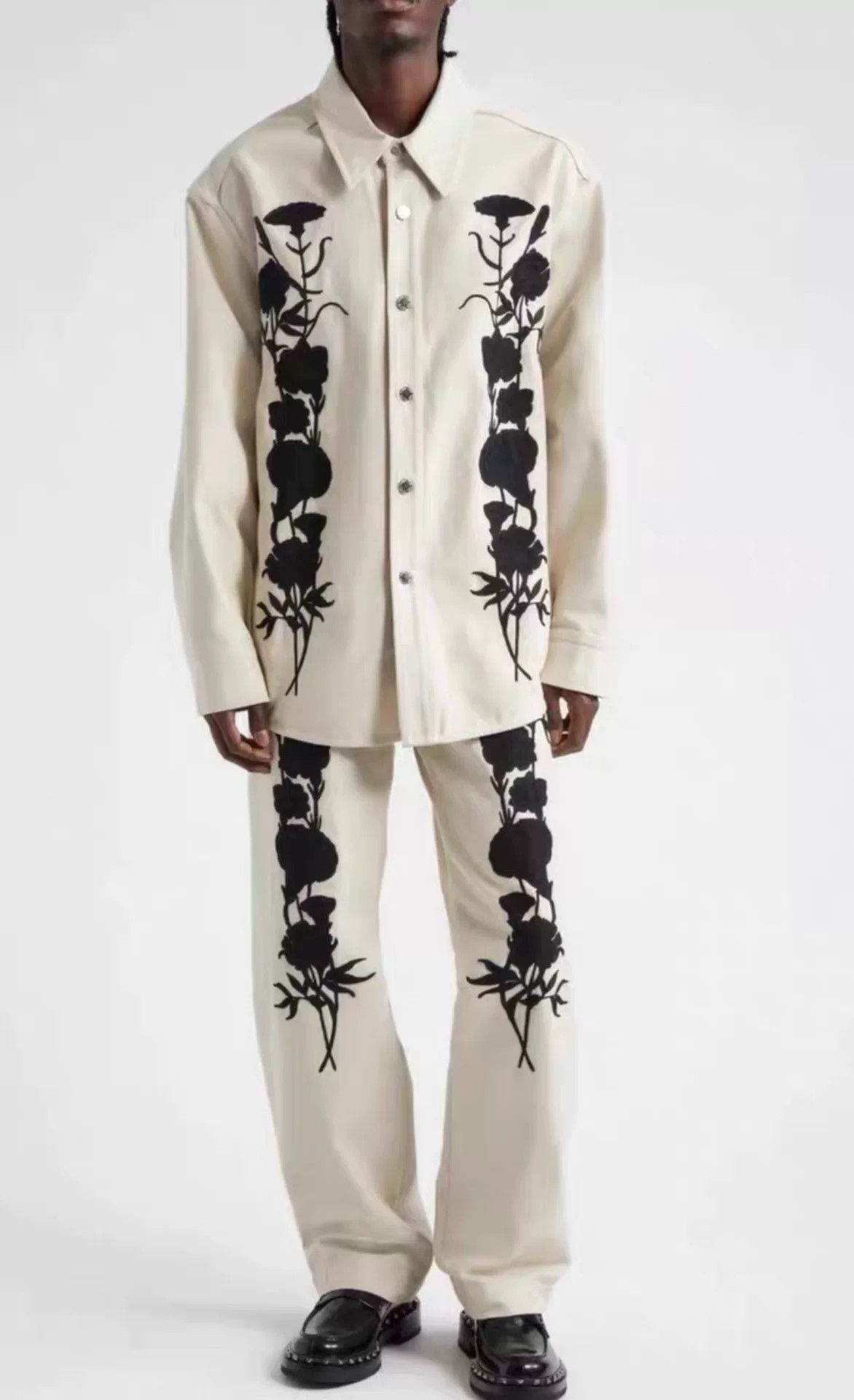 Song For The Mute sftm 24.1 Beige Embroidered Trousers Size US 32 / EU 48 - 7 Thumbnail