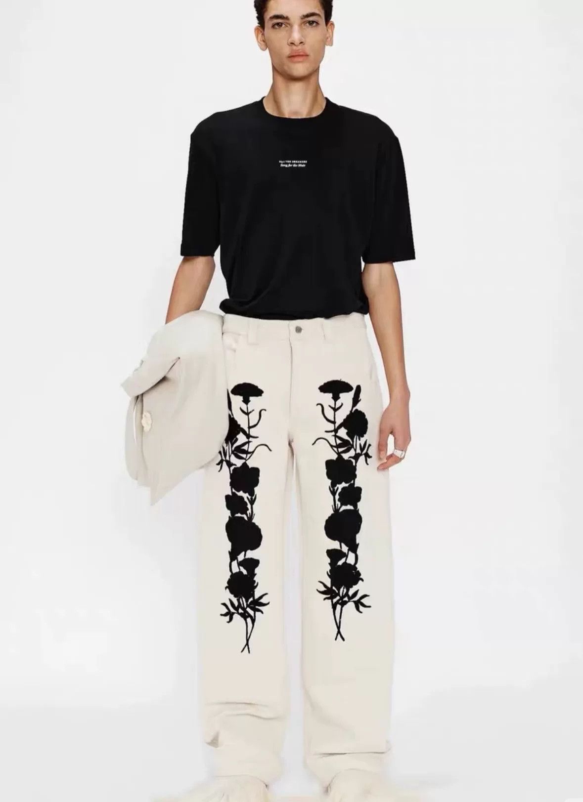 Song For The Mute sftm 24.1 Beige Embroidered Trousers Size US 32 / EU 48 - 6 Thumbnail