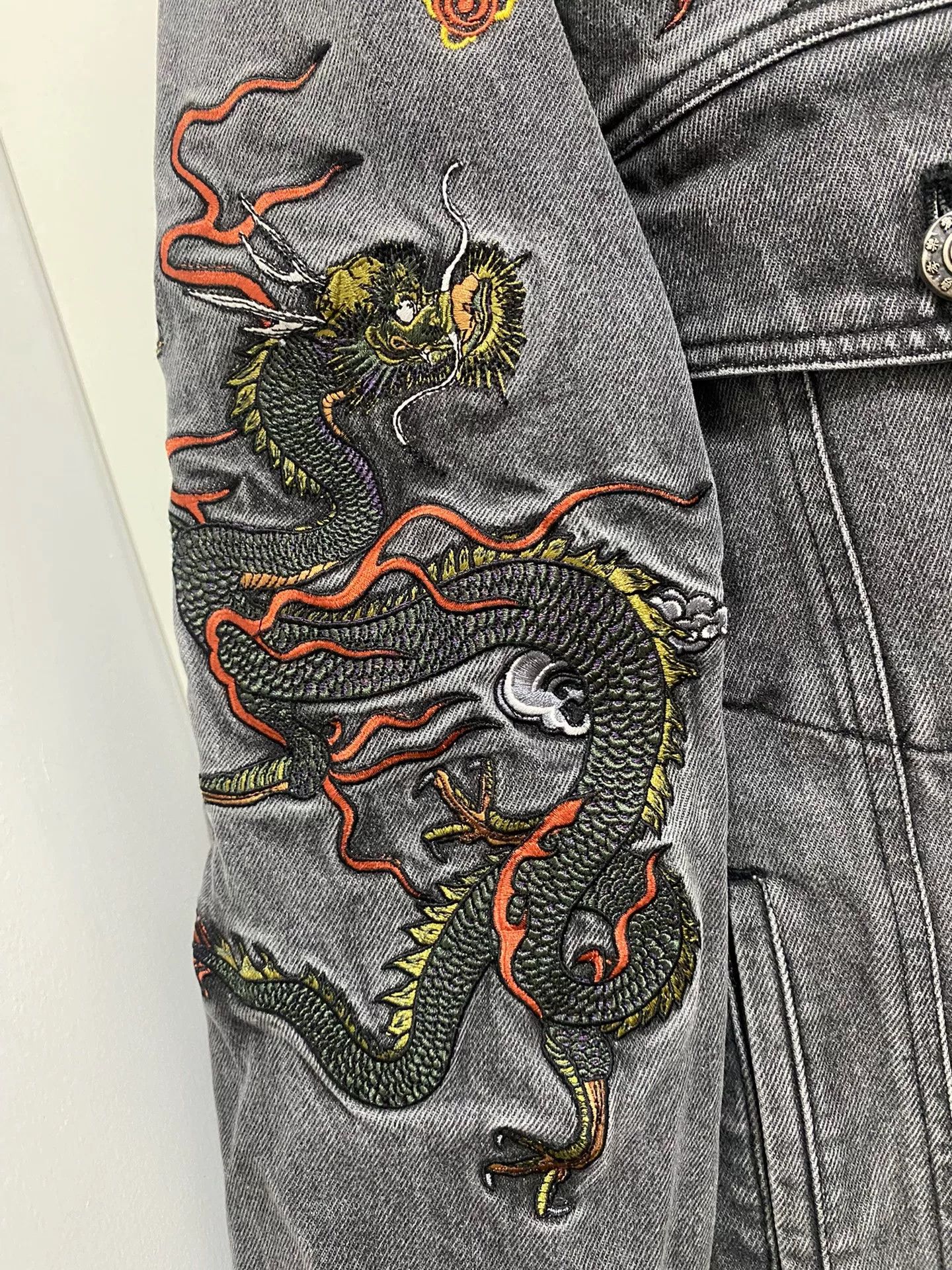 CHENPENG Chinese Style Washed Denim Embroidery Jacket Size US M / EU 48-50 / 2 - 5 Thumbnail