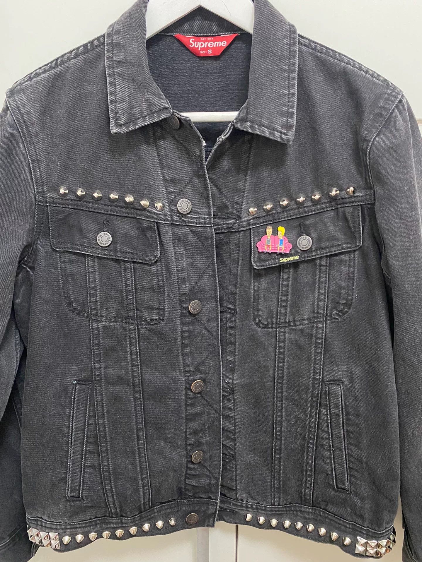 Supreme Rivet Decor Hand-painted Denim Jacket Size US M / EU 48-50 / 2 - 4 Thumbnail