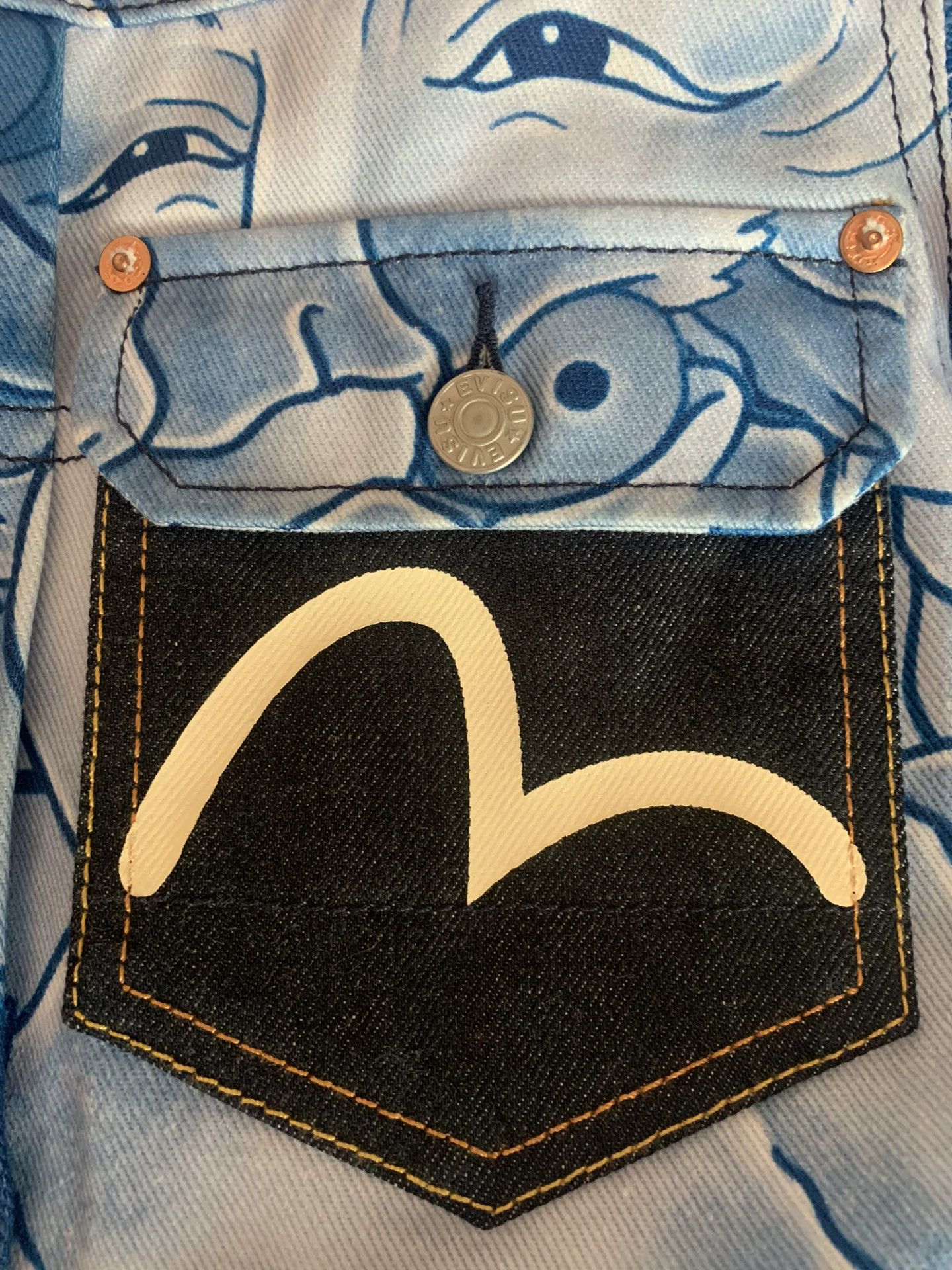 Evisu Authentic Evisu Full Print Denim Jacket Size US M / EU 48-50 / 2 - 7 Thumbnail