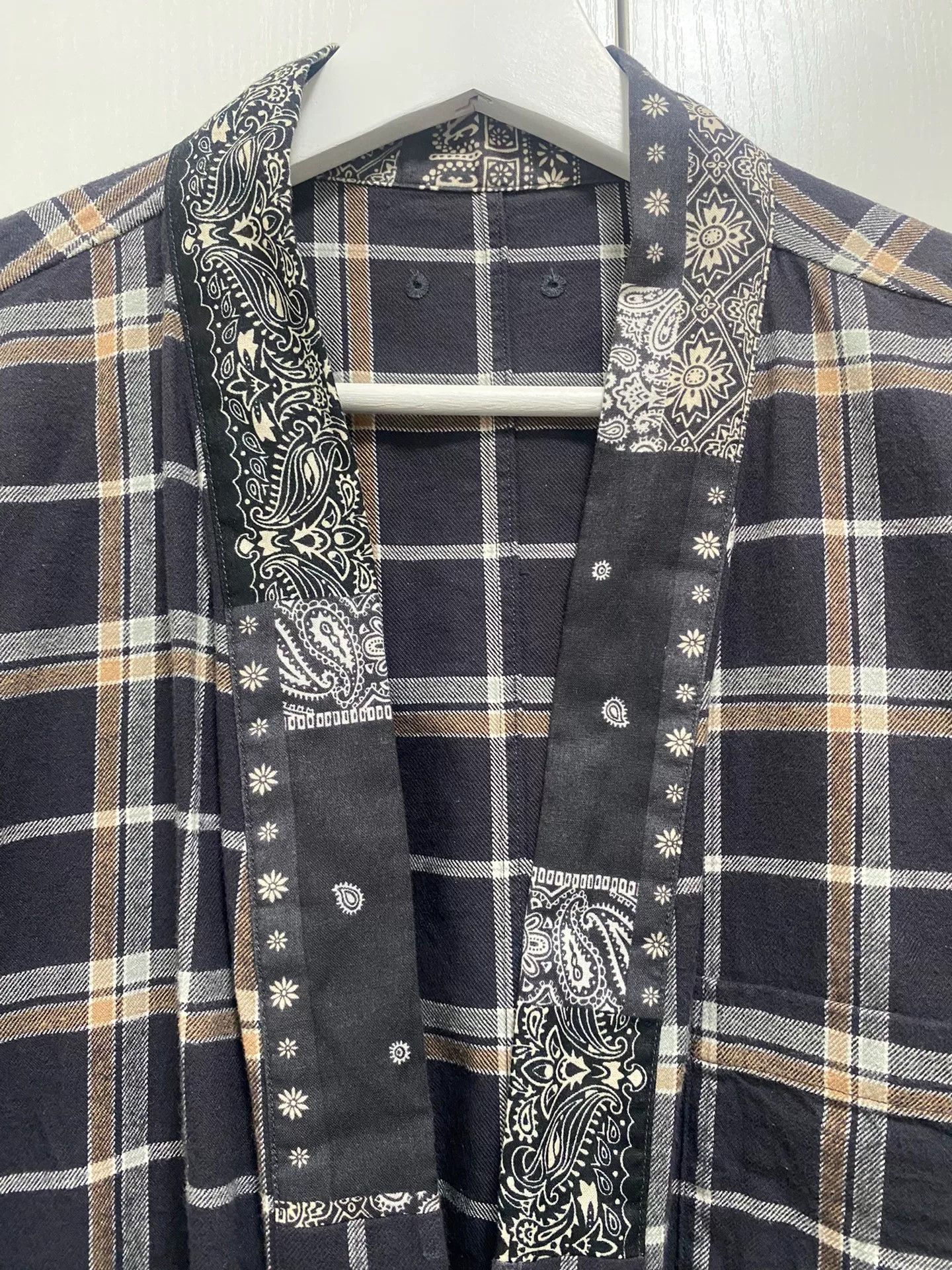 SOPHNET 20SS Kimono Collar Plaid Shirt