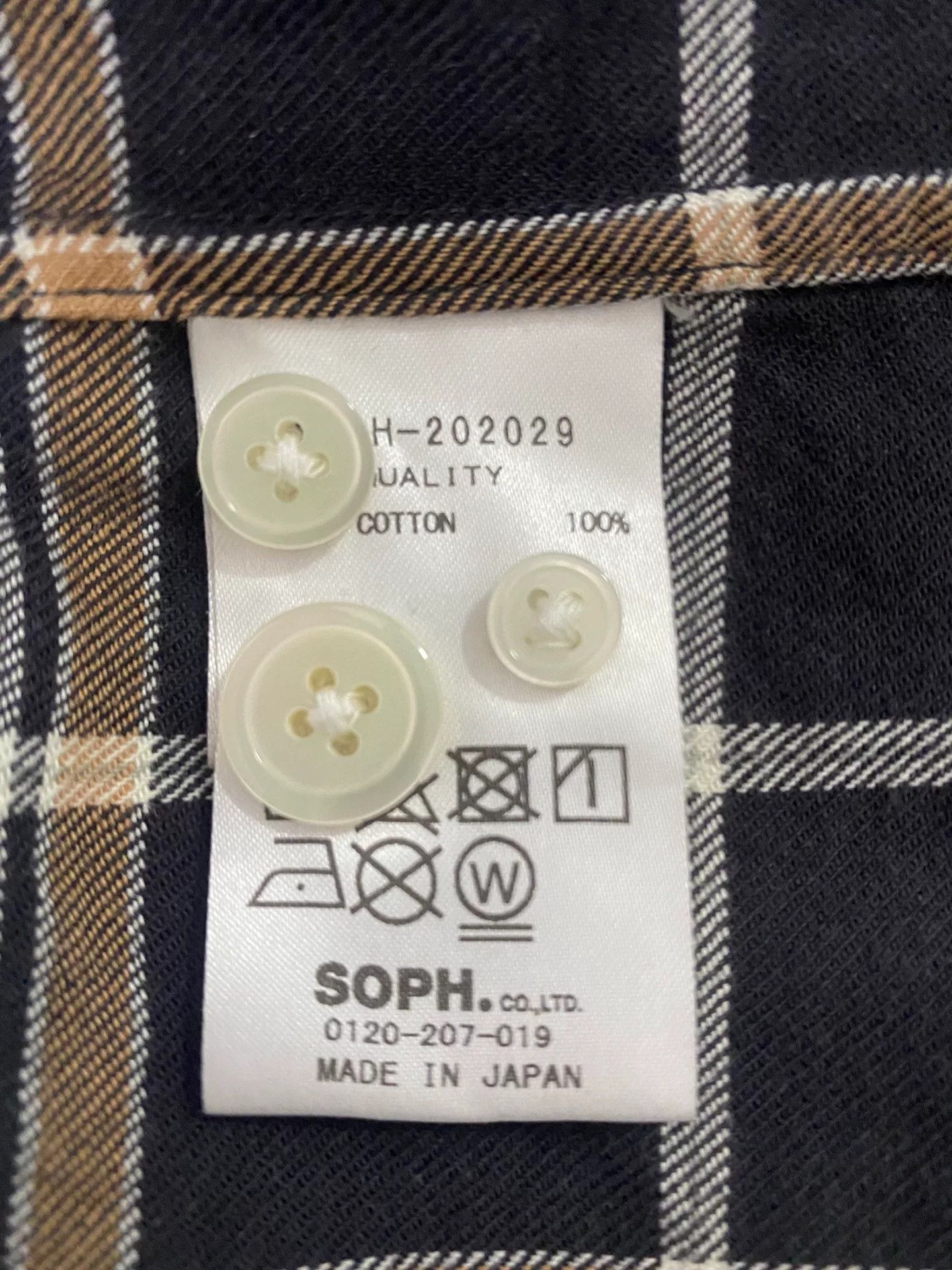 SOPHNET 20SS Kimono Collar Plaid Shirt
