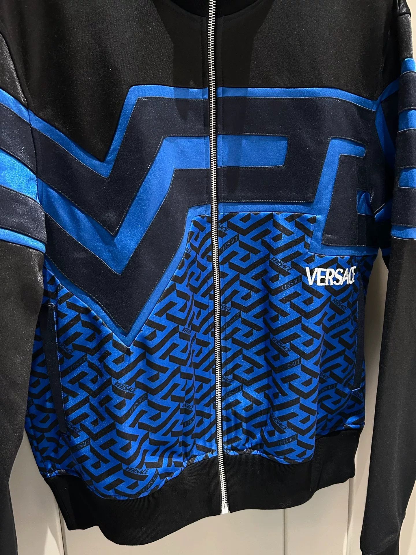 Versace Versace Black Blue Greek Key Jacket Size US XS / EU 42 / 0 - 2 Thumbnail
