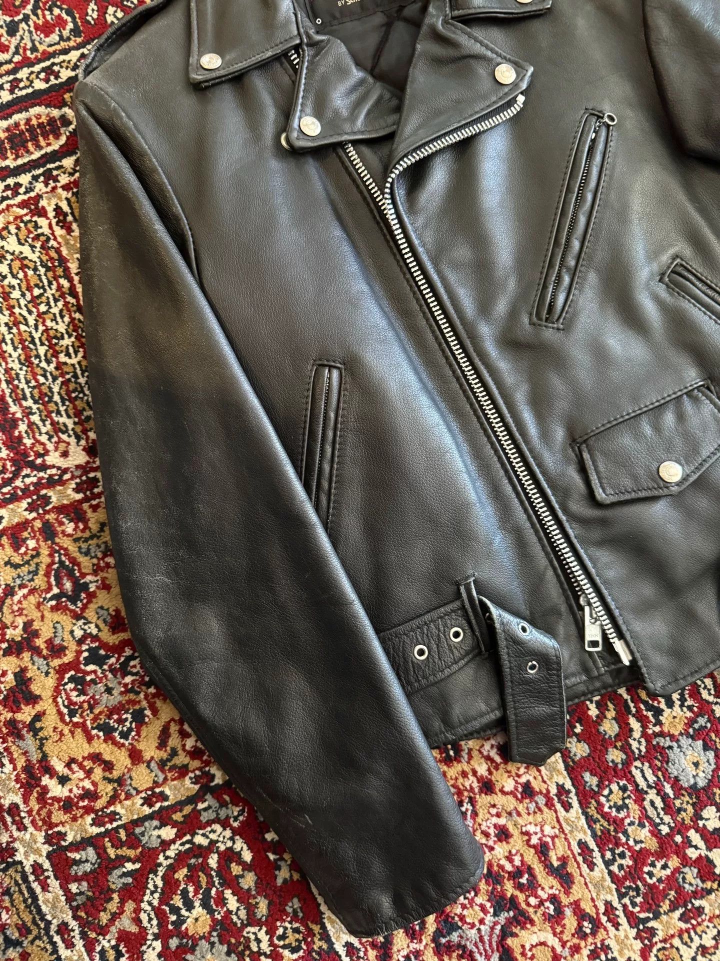 Schott Schott American Vintage Diagonal Zip Leather Jacket Size US S / EU 44-46 / 1 - 3 Thumbnail