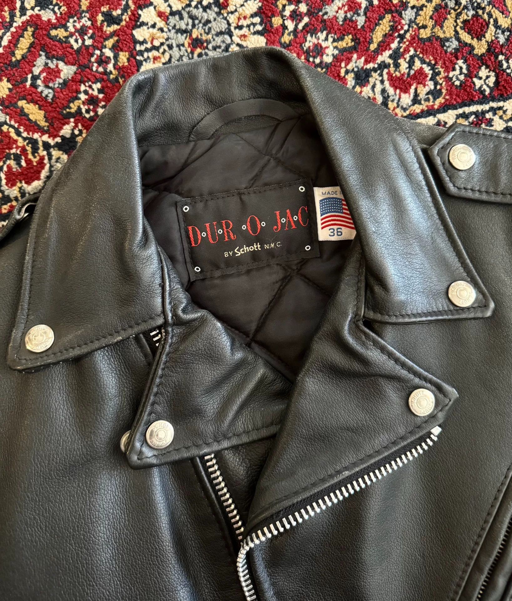 Schott Schott American Vintage Diagonal Zip Leather Jacket Size US S / EU 44-46 / 1 - 4 Thumbnail