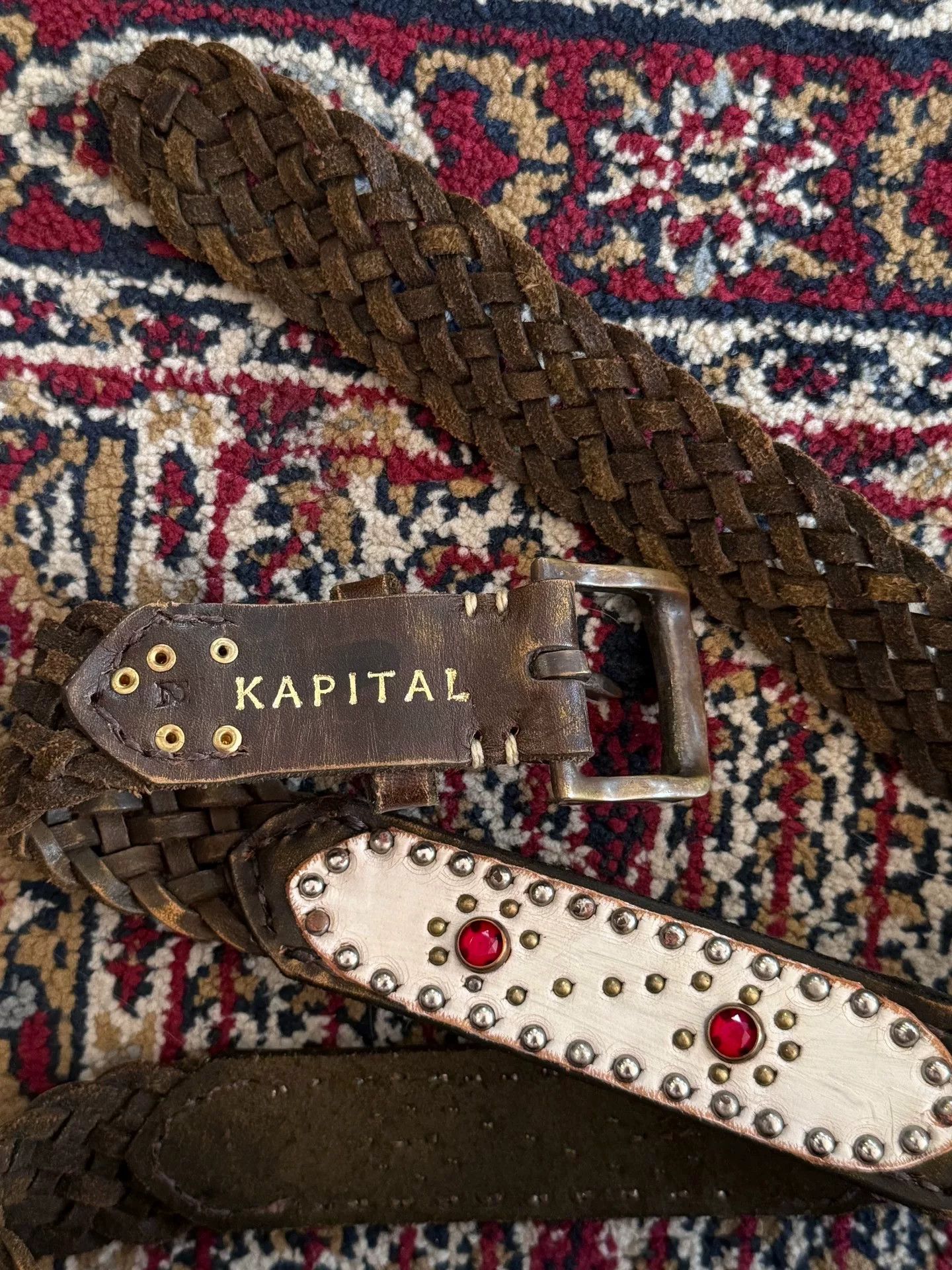 Kapital Kapital Leather Braided Rivet Gem Belt Size ONE SIZE - 2 Thumbnail