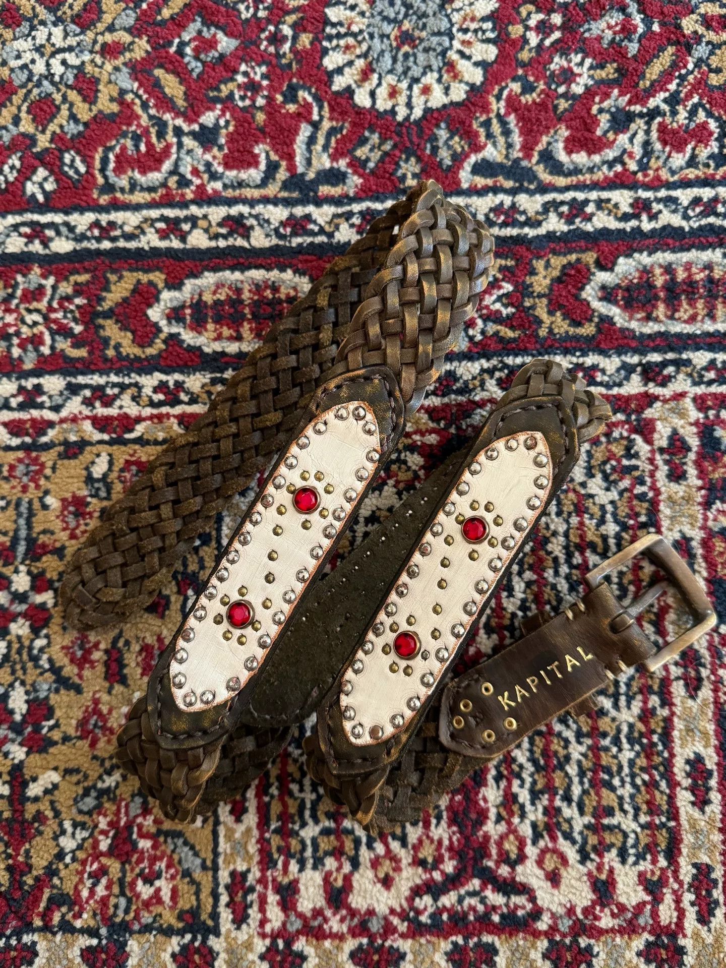 Kapital Kapital Leather Braided Rivet Gem Belt Size ONE SIZE - 3 Thumbnail