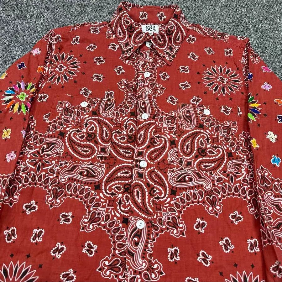 Mexican Threads OAXACA Japanese Paisley Hand-Embroidered Shirt Size US M / EU 48-50 / 2 - 3 Thumbnail