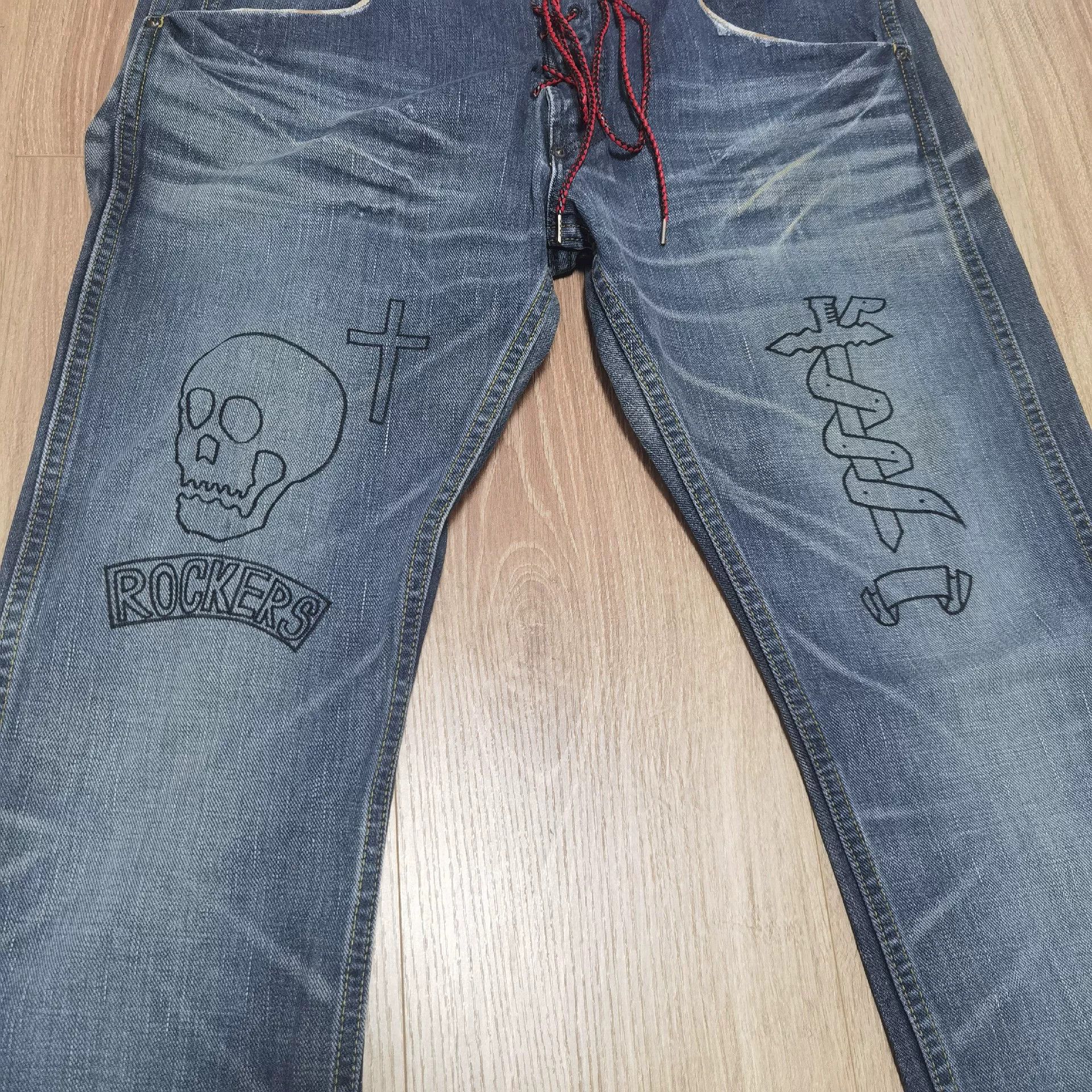 Lee Lee Riders Japanese Graffiti Strap Jeans Size US 36 / EU 52 - 3 Thumbnail