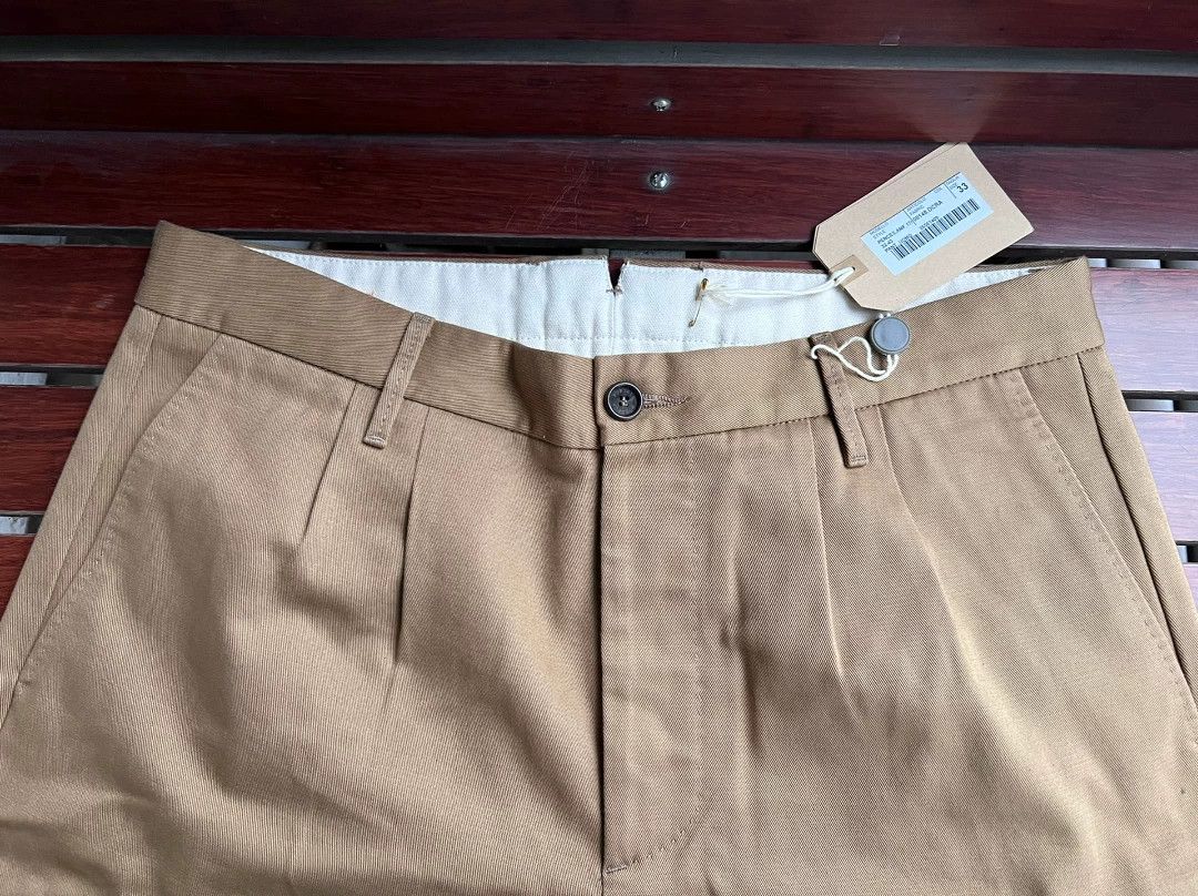 Fortela Fortela Double-Pleated Khaki Casual Trousers Size US 33 - 2 Thumbnail