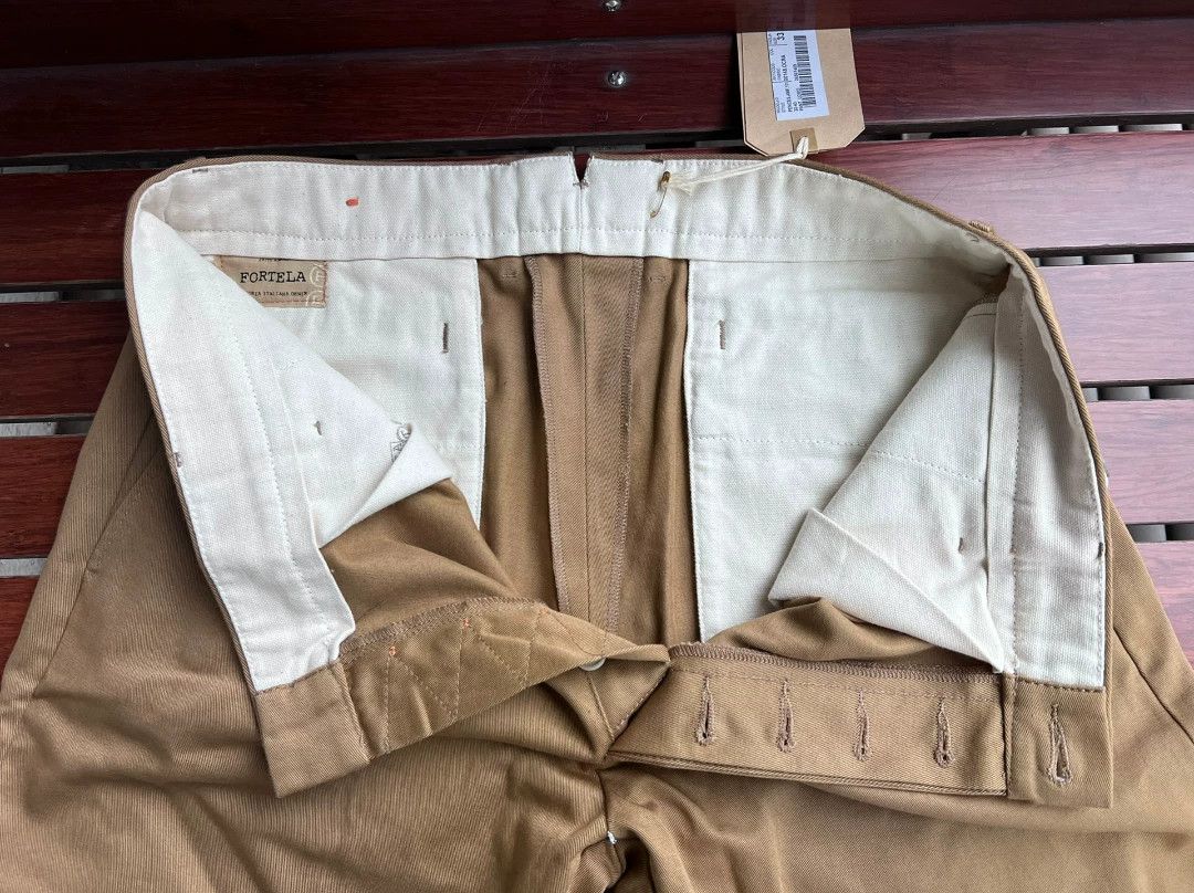 Fortela Fortela Double-Pleated Khaki Casual Trousers Size US 33 - 3 Thumbnail