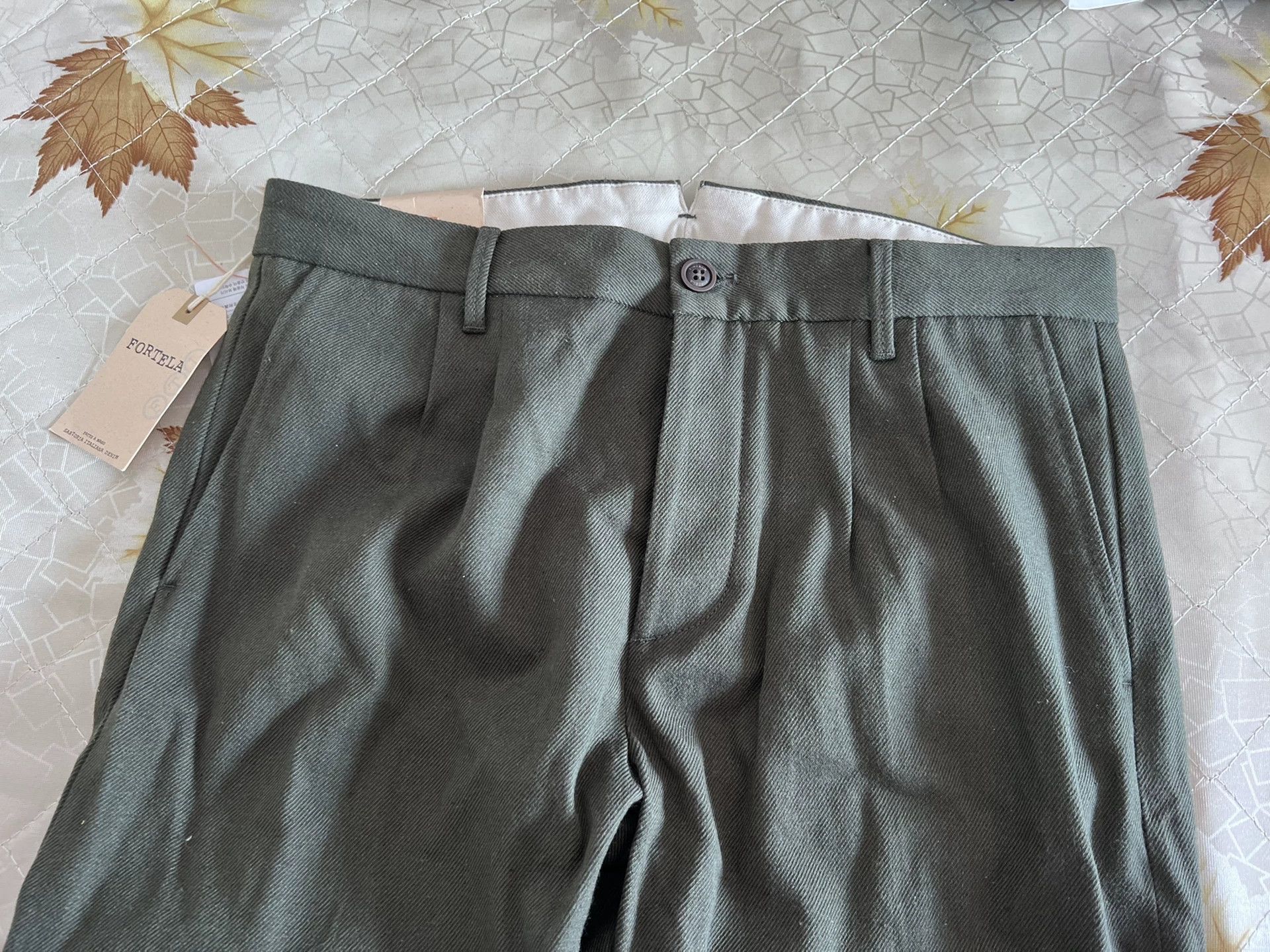 Fortela Fortela Pences Double-Pleated Green Casual Pants Size US 33 - 2 Thumbnail