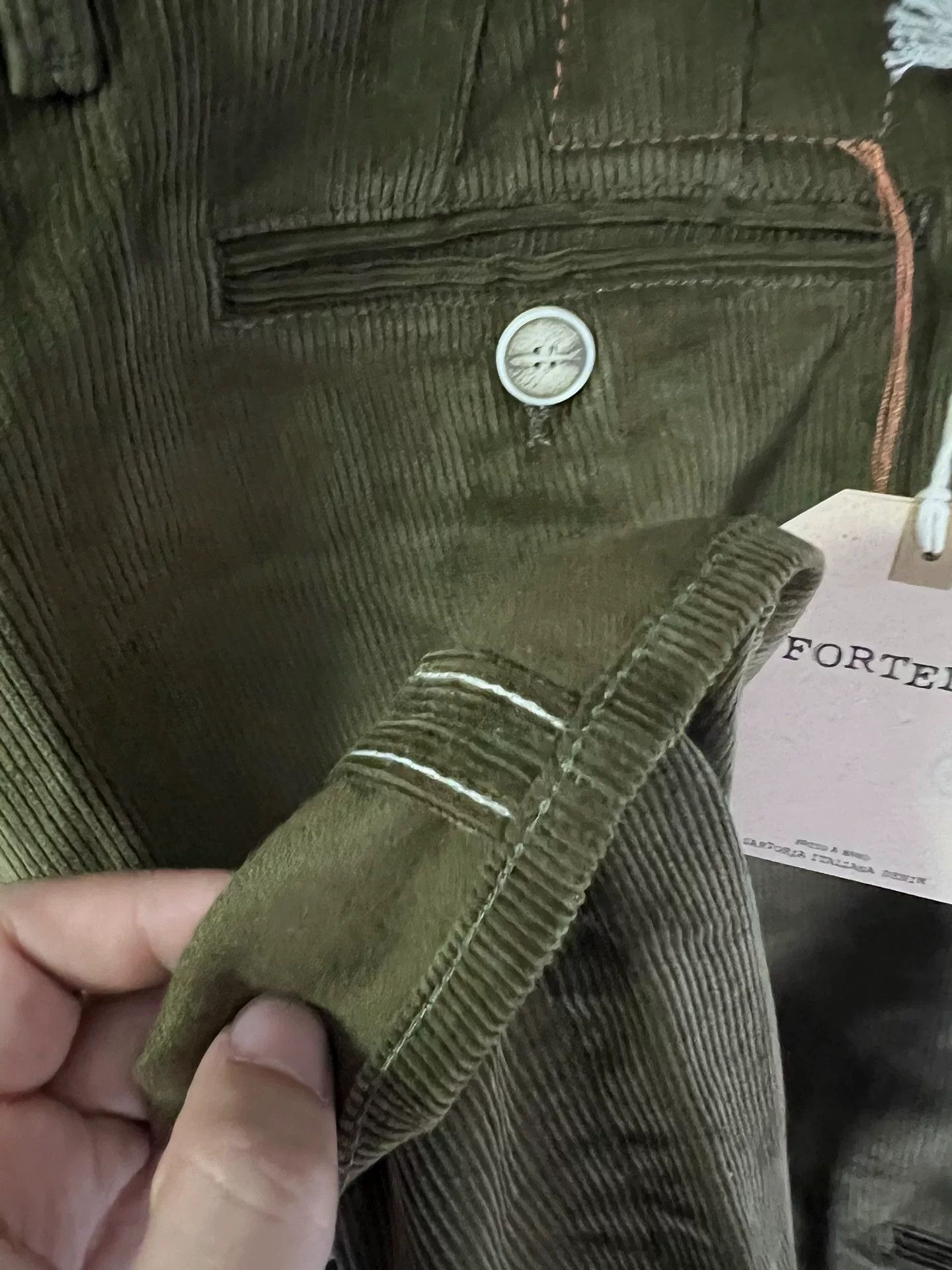 Fortela Fortela Green Corduroy Casual Pants Size US 33 - 8 Thumbnail