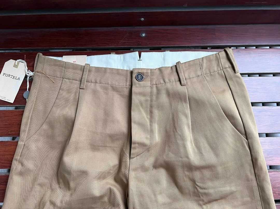 Fortela Fortela Single-Pleat Khaki Casual Pants Size US 33 - 3 Thumbnail