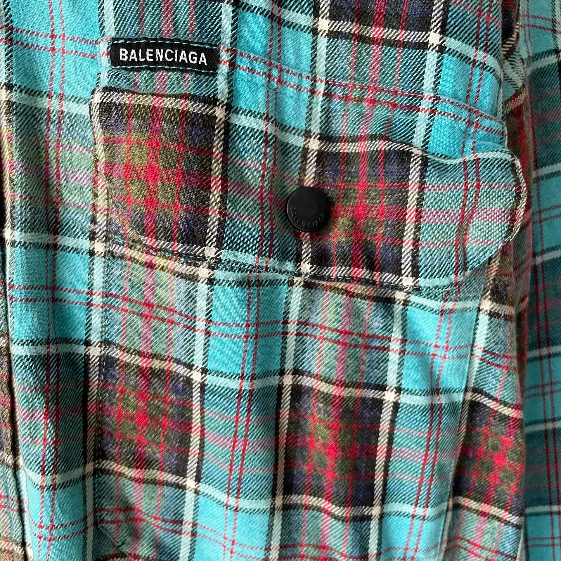 Balenciaga Balenciaga Flannel Plaid Tie-Dye Hooded Jacket Size US S / EU 44-46 / 1 - 4 Thumbnail