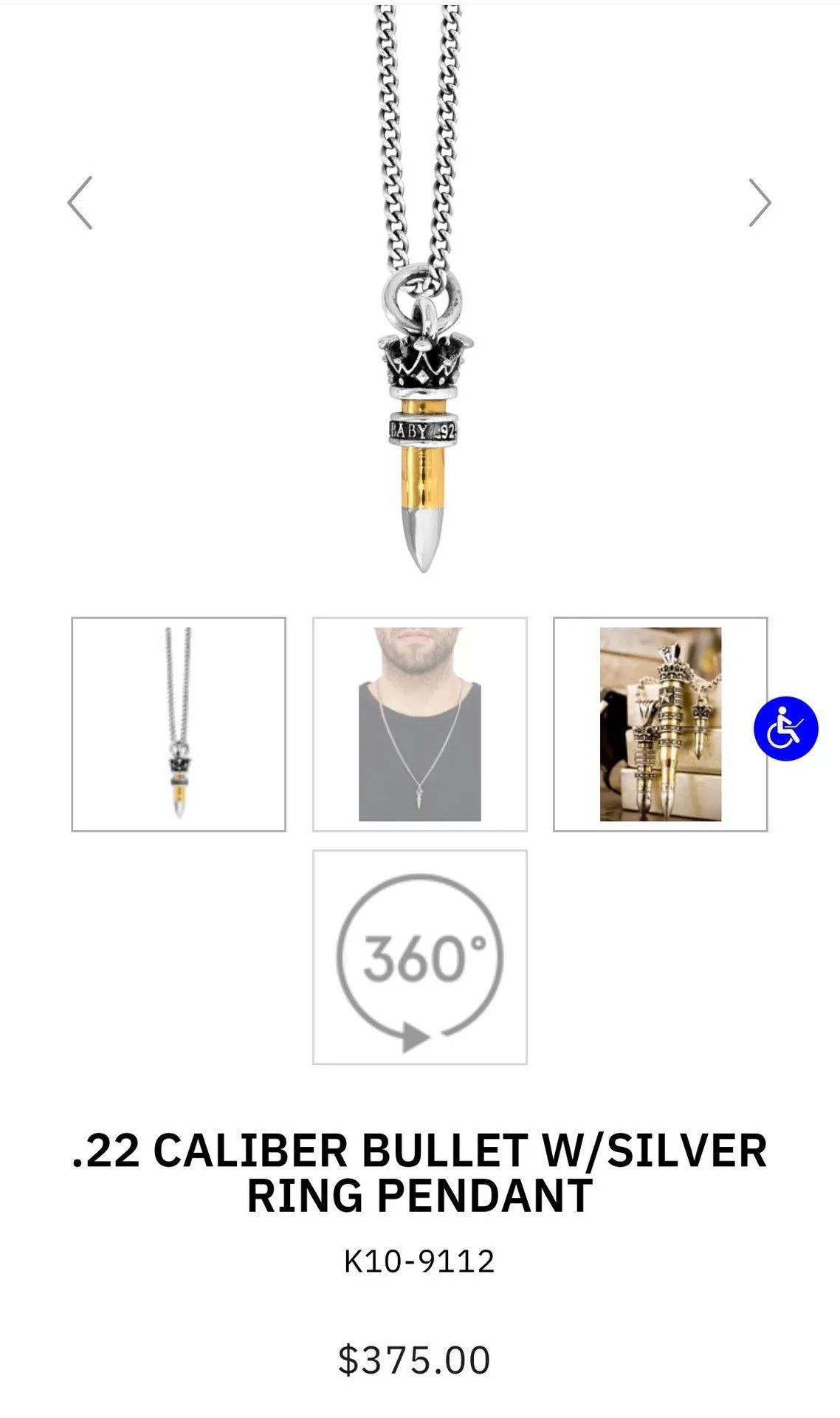 King Baby Studio Kingbaby .22 Bullet Necklace Size ONE SIZE - 2 Thumbnail