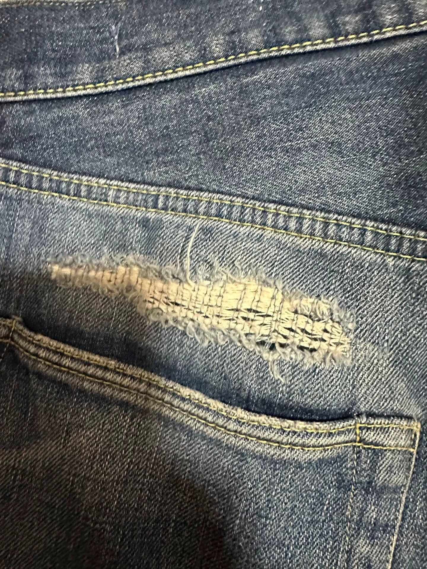 DENHAM Denham Eastwider Forward Distressed Relaxed Straight Jeans Size US 33 - 3 Thumbnail