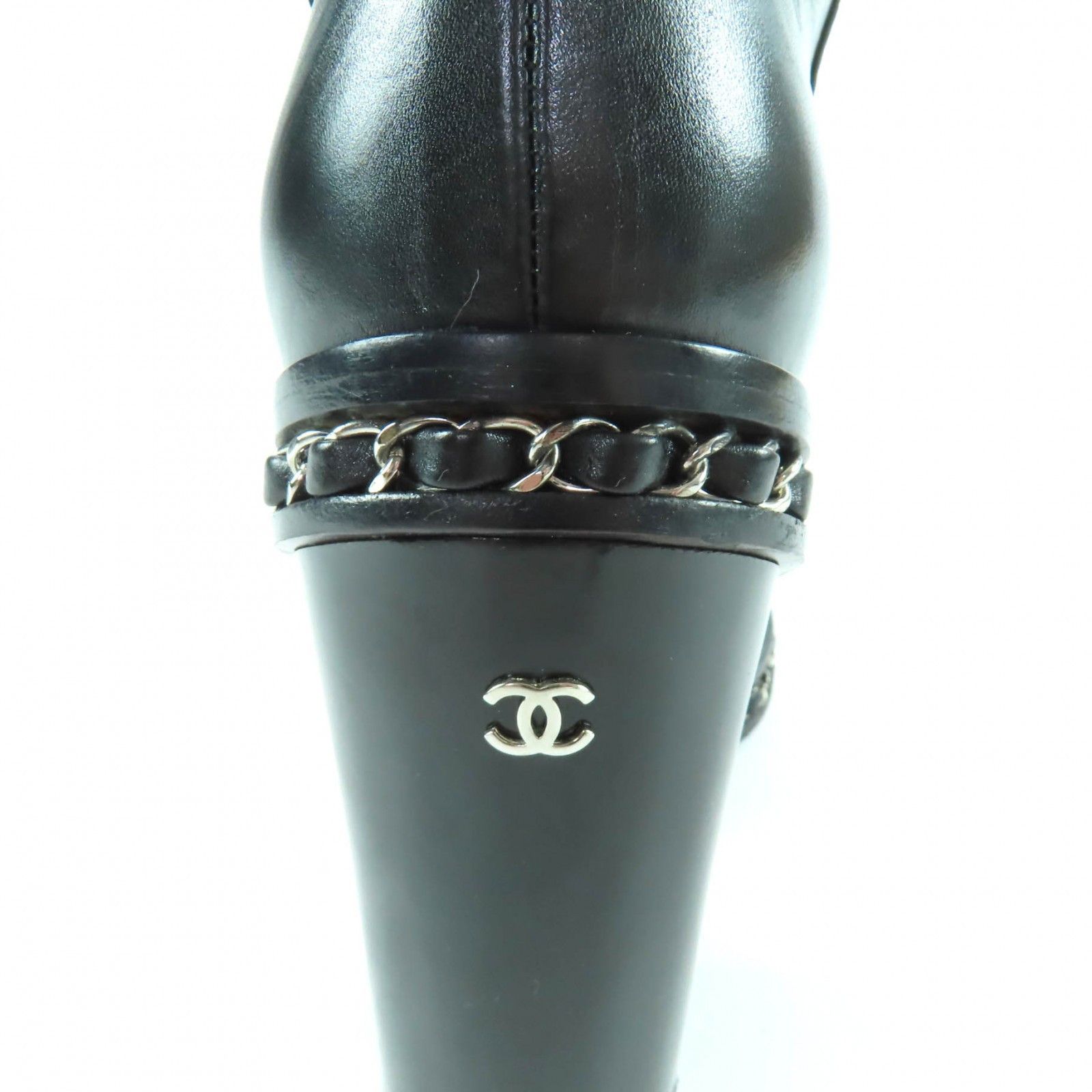 Chanel Chanel CHANEL Black Leather Knee-high Boots Leather Shoes G30379 DUTY FREE for USA Size ONE SIZE - 9 Thumbnail