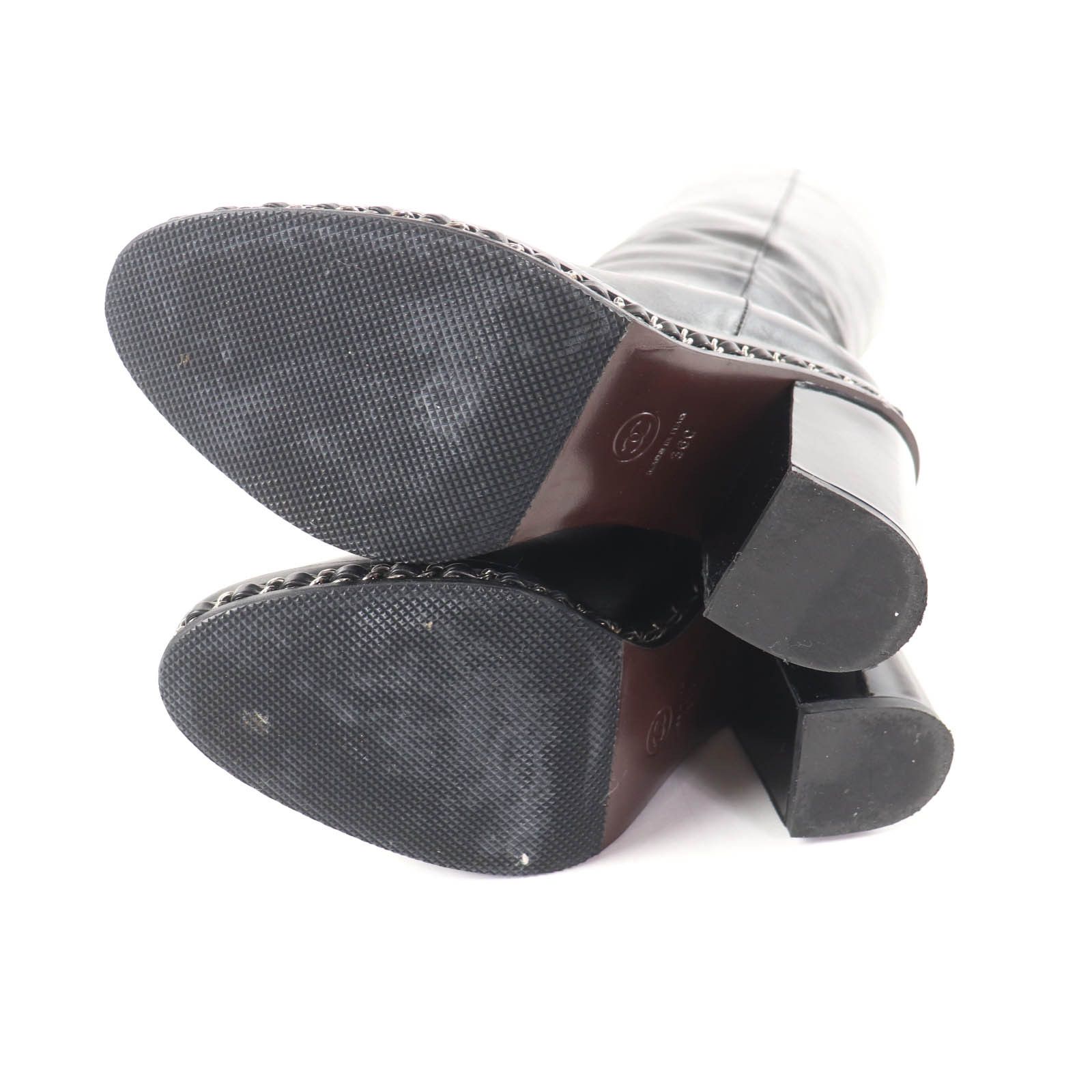 Chanel Chanel CHANEL Black Leather Knee-high Boots Leather Shoes G30379 DUTY FREE for USA Size ONE SIZE - 7 Thumbnail