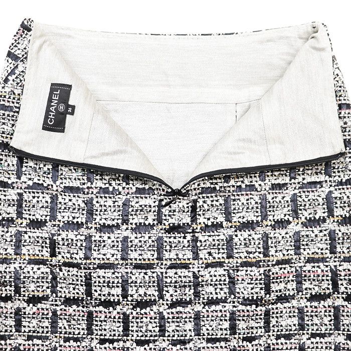 Chanel Chanel Chanel Fancy Tweed Metallic Block Check Skirt Textile Skirts P53785 DUTY FREE for USA Size ONE SIZE - 7 Thumbnail