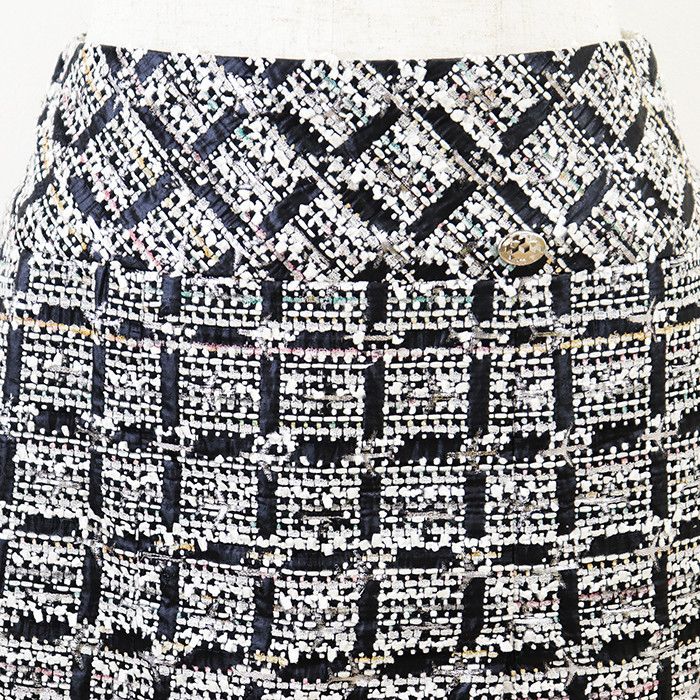Chanel Chanel Chanel Fancy Tweed Metallic Block Check Skirt Textile Skirts P53785 DUTY FREE for USA Size ONE SIZE - 3 Thumbnail