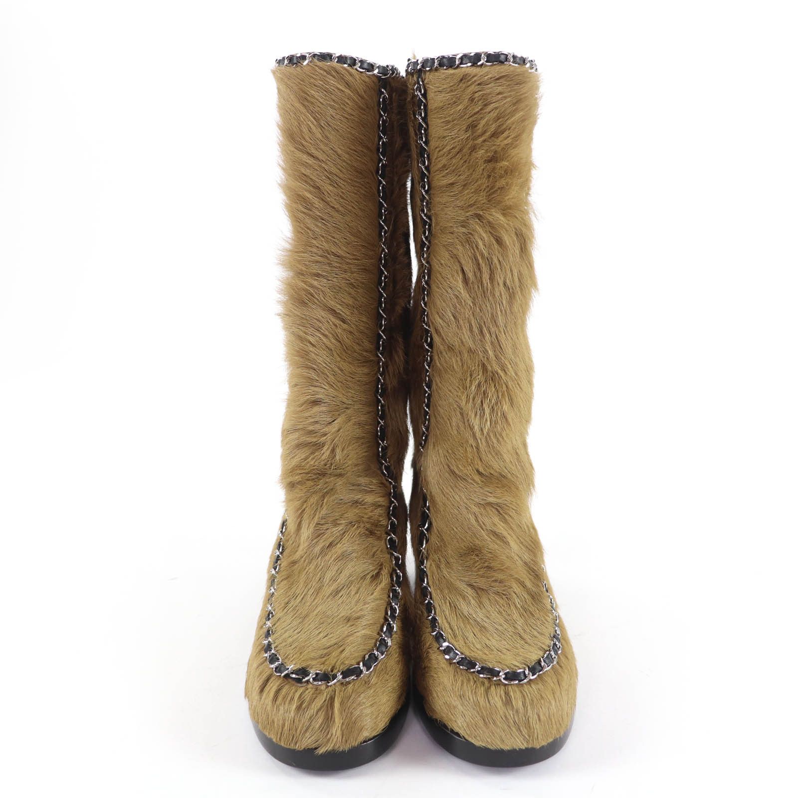 Chanel Chanel CHANEL Coco Charm Fur Patent Leather Knee-high Boots Leather Shoes G34215 DUTY FREE for USA Size ONE SIZE - 3 Thumbnail