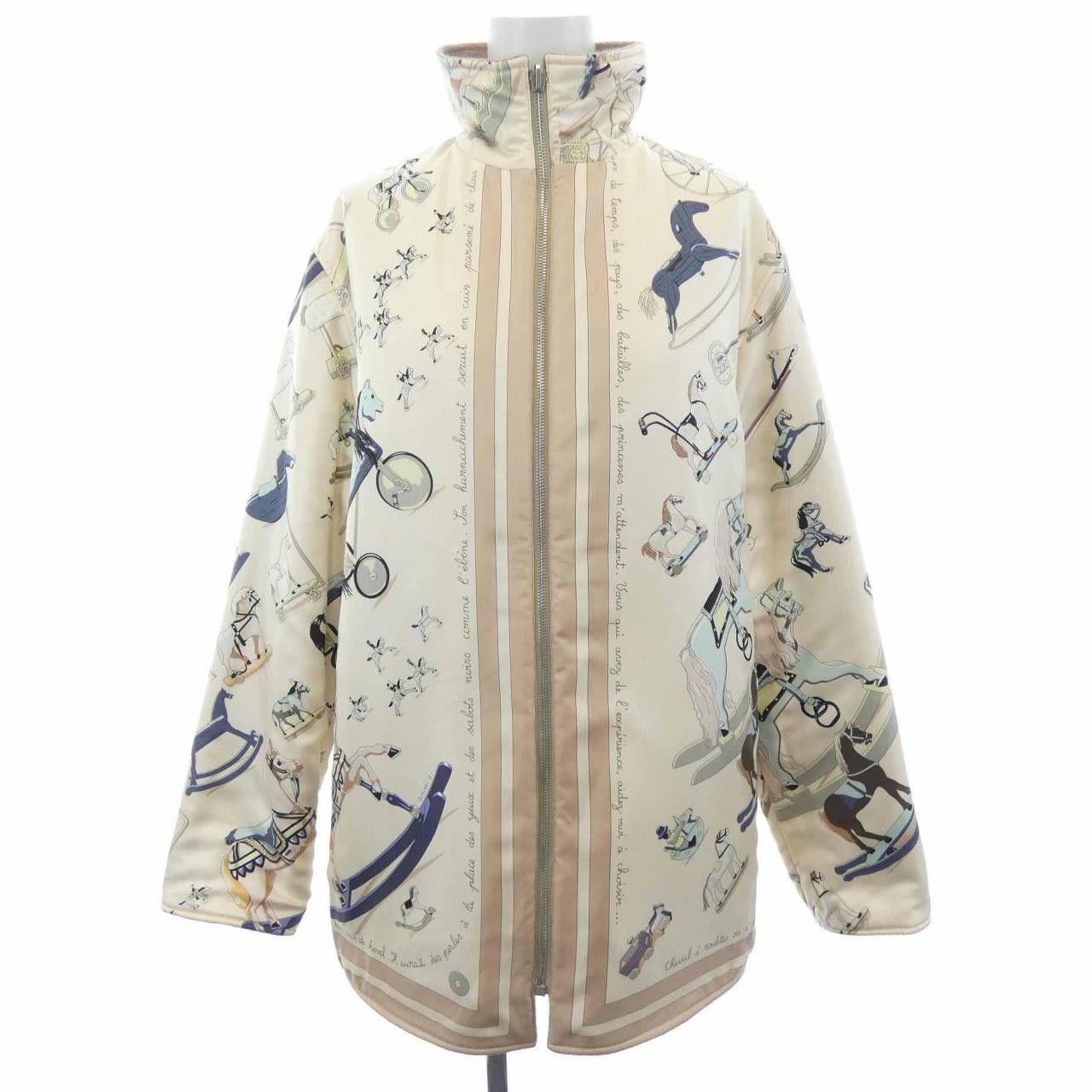 Hermes Hermes Hermès CHEVAL Twillene Silk Cashmere Polyester Coat Textile Outerwear DUTY FREE for USA Size ONE SIZE - 9 Thumbnail