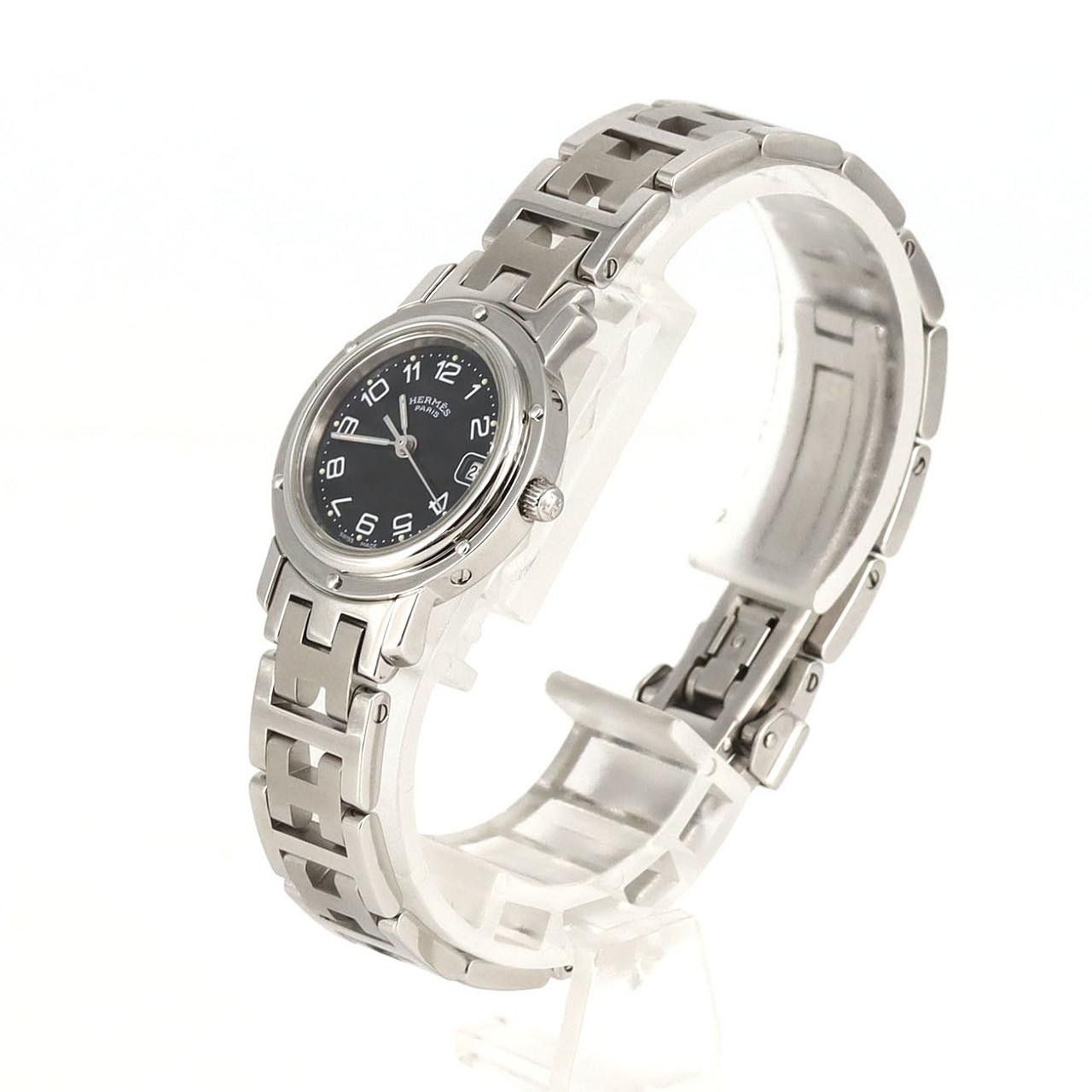 Hermes Hermès Clipper Stainless Steel Metal Quartz CL4.210 DUTY FREE for USA