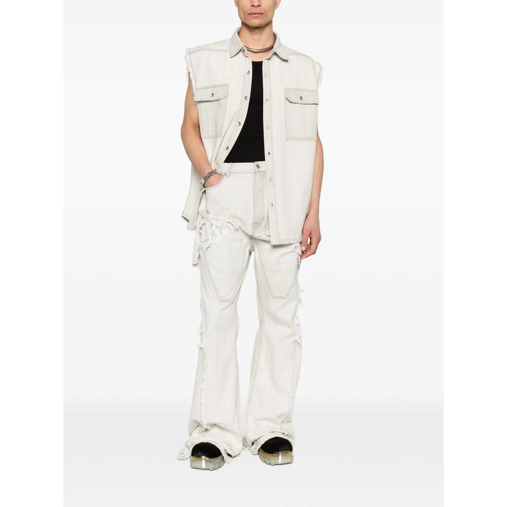 Rick Owens Drkshdw Rick Owens Drkshdw WHITE Denim - Wide-Leg Jeans Size US 34 / EU 50 - 4 Thumbnail