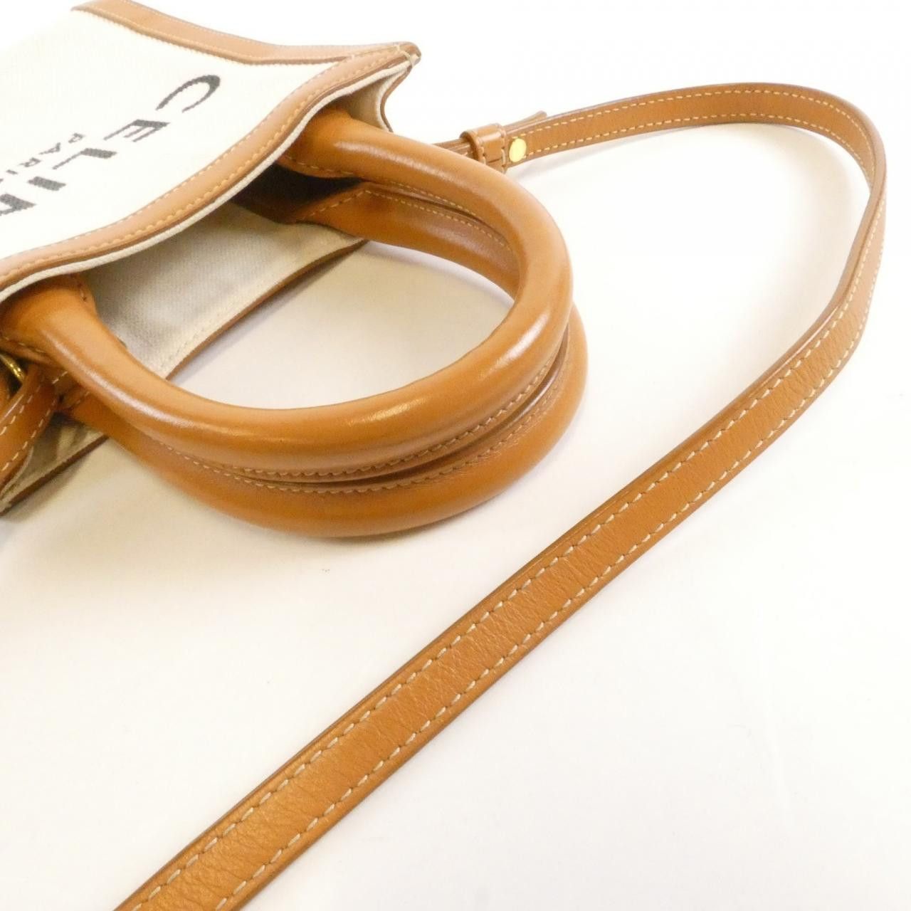 Celine Celine Celine Mini Vertical Cabas Cotton Canvas Calf Bag Textile Crossbody Bag 193302BNZ DUTY FREE for USA Size ONE SIZE - 8 Thumbnail