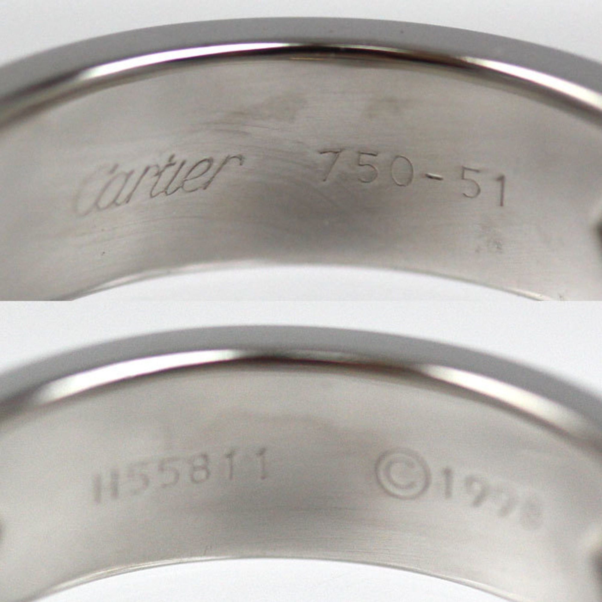 Cartier CARTIER 18KWG White Gold Love Ring with Half Diamonds, 1.51 oz (7.9g), Women's Size ONE SIZE - 5 Thumbnail