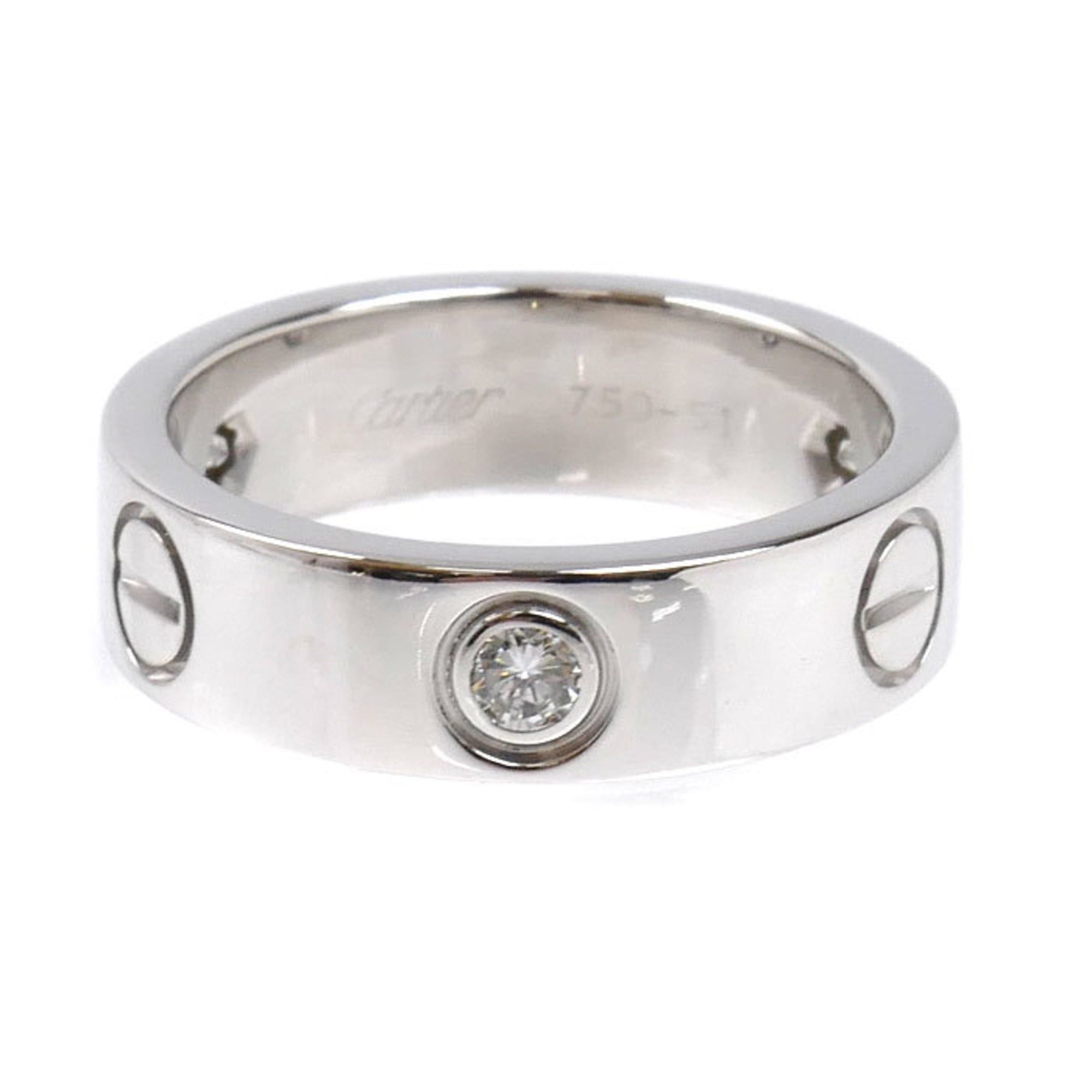 Cartier CARTIER 18KWG White Gold Love Ring with Half Diamonds, 1.51 oz (7.9g), Women's Size ONE SIZE - 3 Thumbnail