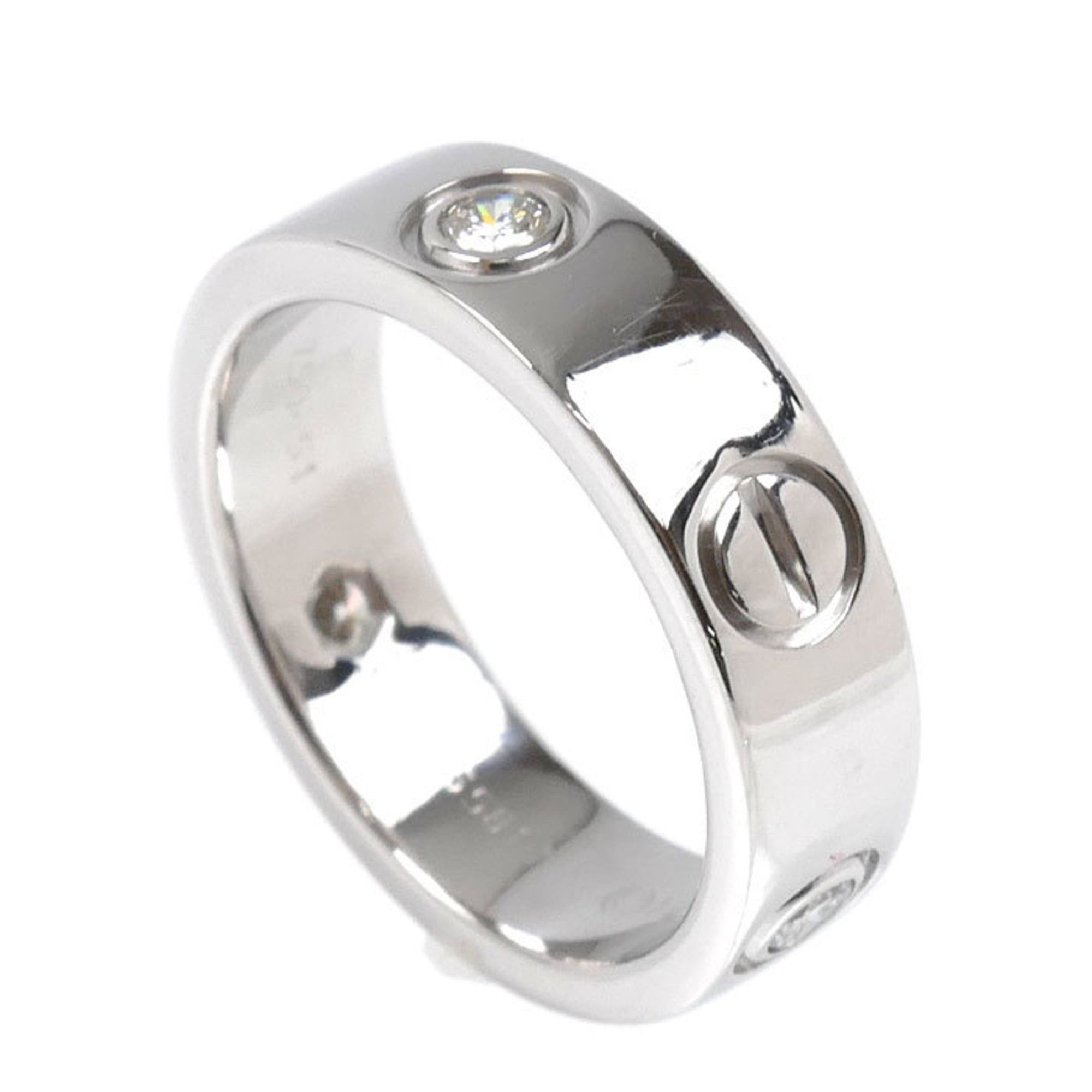 Cartier CARTIER 18KWG White Gold Love Ring with Half Diamonds, 1.51 oz (7.9g), Women's Size ONE SIZE - 2 Thumbnail