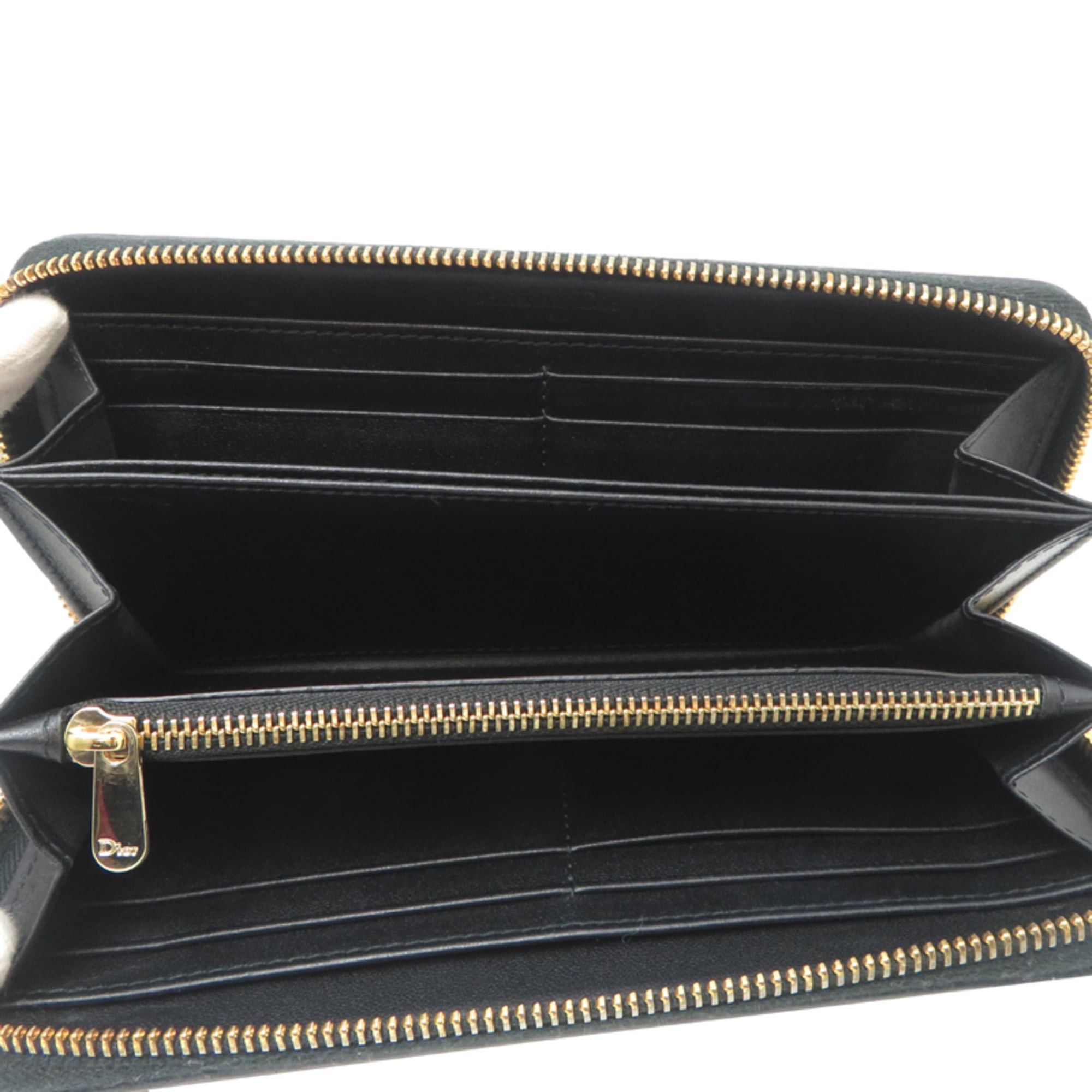 Dior Christian Dior Lady Women's Long Wallet with Zip-Around Design, S0007ONMJ, Lambskin, Black Size ONE SIZE - 5 Thumbnail