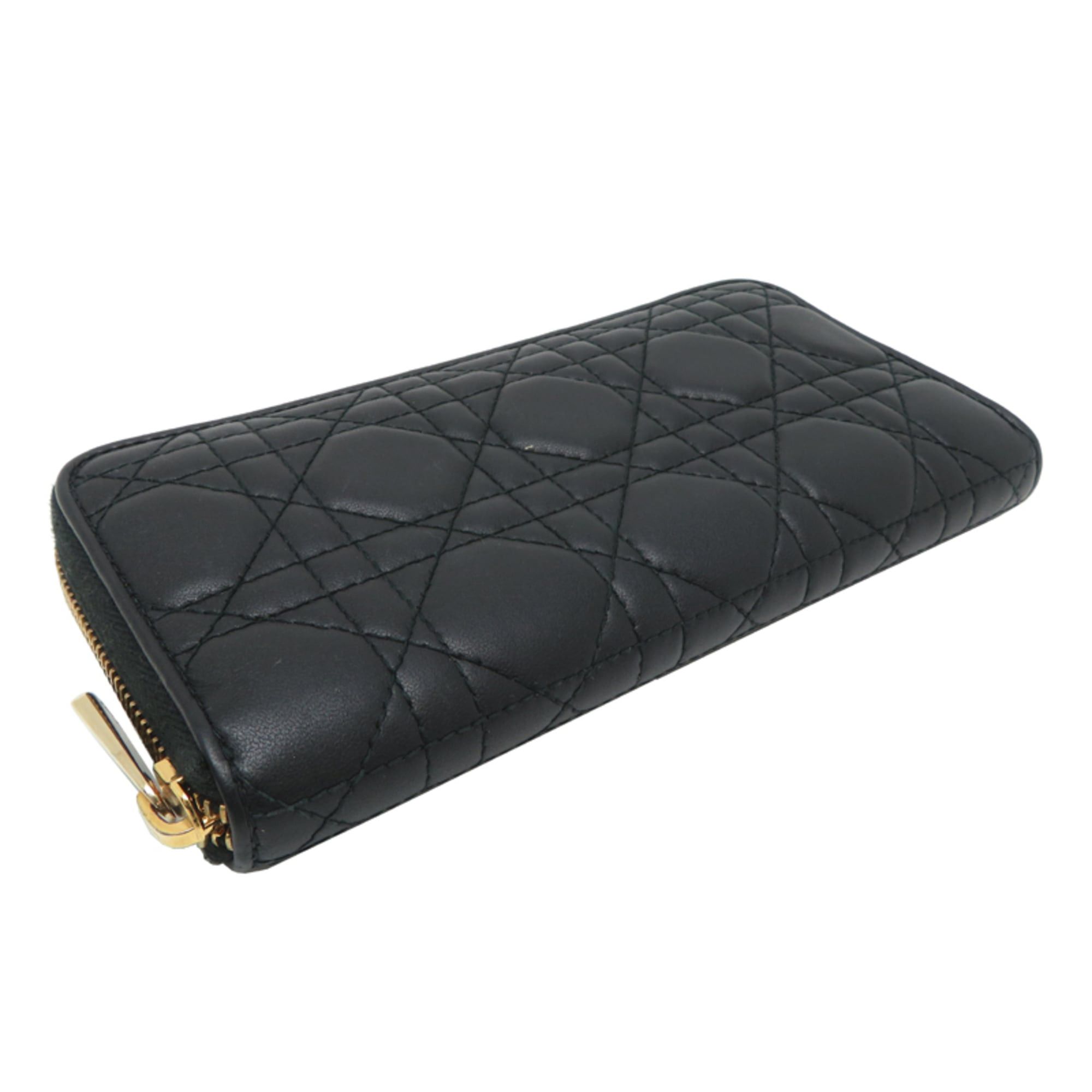Dior Christian Dior Lady Women's Long Wallet with Zip-Around Design, S0007ONMJ, Lambskin, Black Size ONE SIZE - 3 Thumbnail