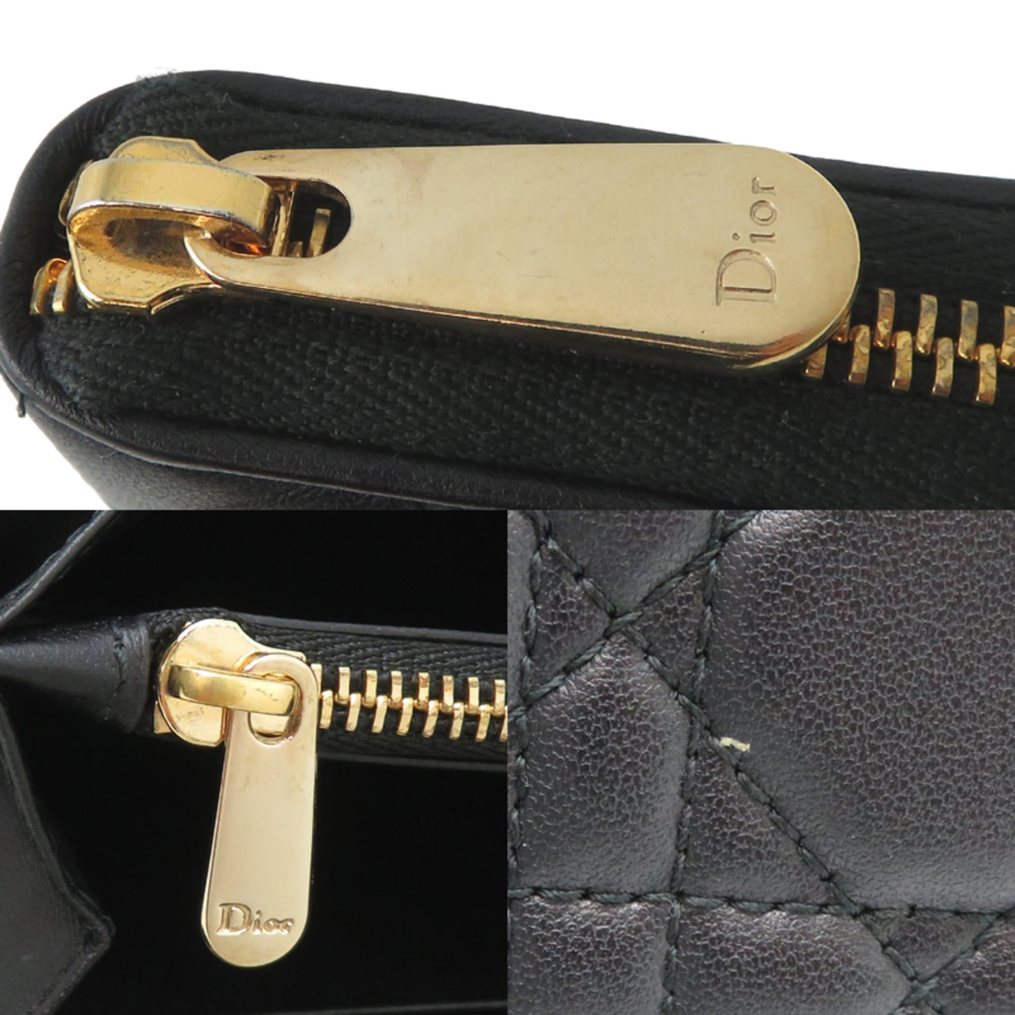 Dior Christian Dior Lady Women's Long Wallet with Zip-Around Design, S0007ONMJ, Lambskin, Black Size ONE SIZE - 9 Thumbnail