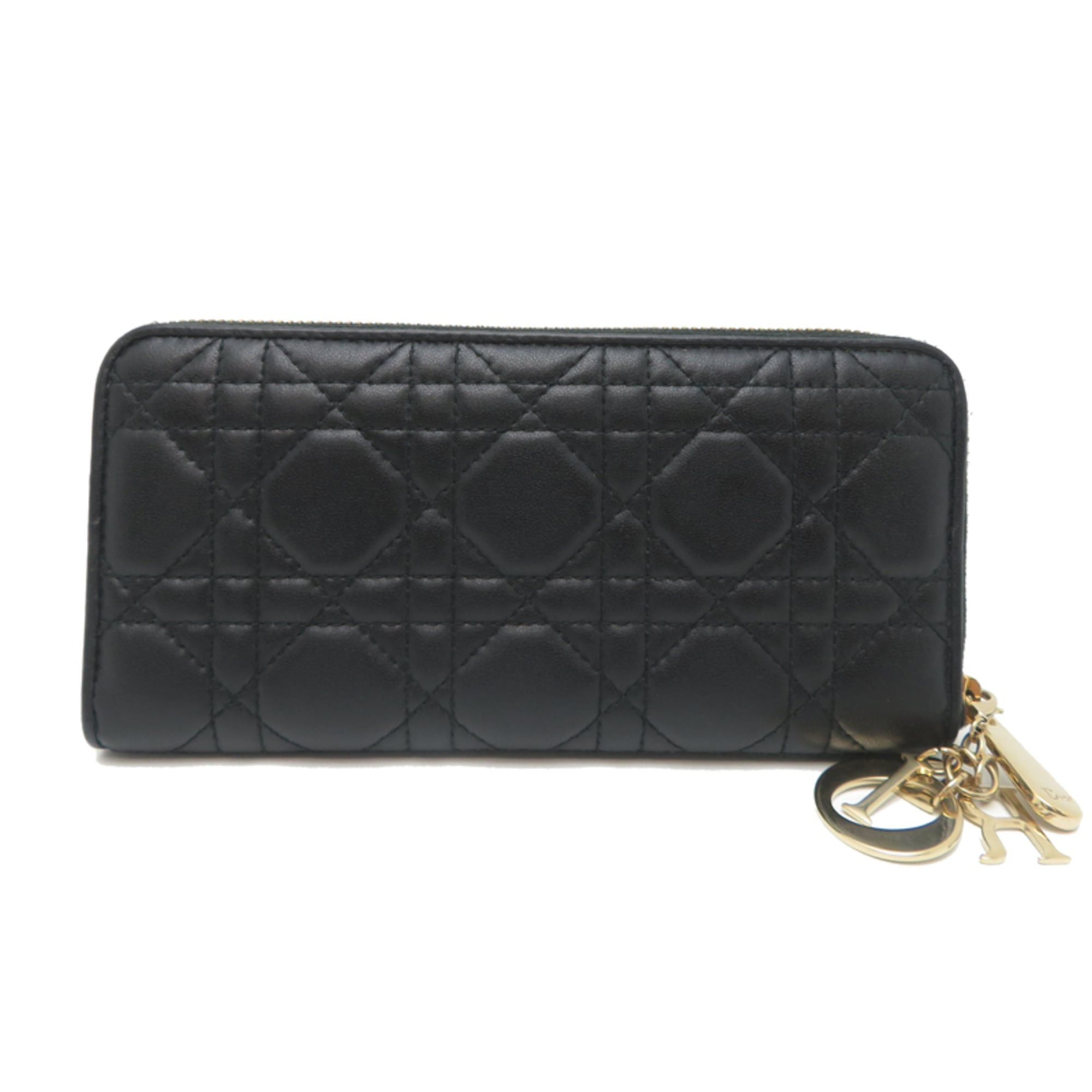 Dior Christian Dior Lady Women's Long Wallet with Zip-Around Design, S0007ONMJ, Lambskin, Black Size ONE SIZE - 2 Thumbnail