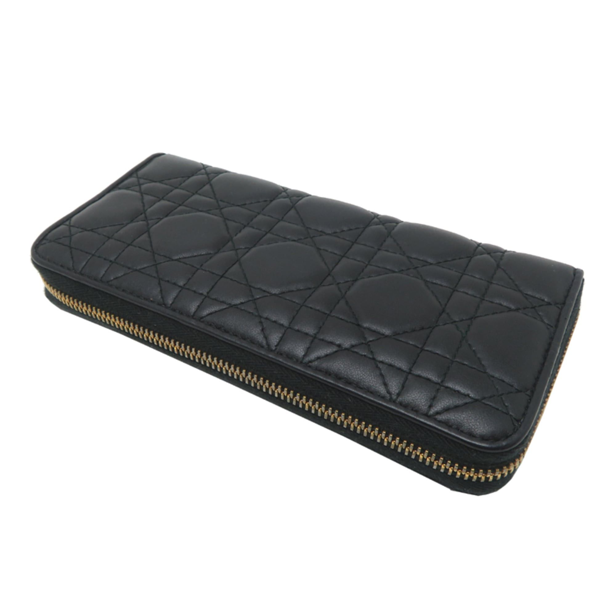Dior Christian Dior Lady Women's Long Wallet with Zip-Around Design, S0007ONMJ, Lambskin, Black Size ONE SIZE - 4 Thumbnail