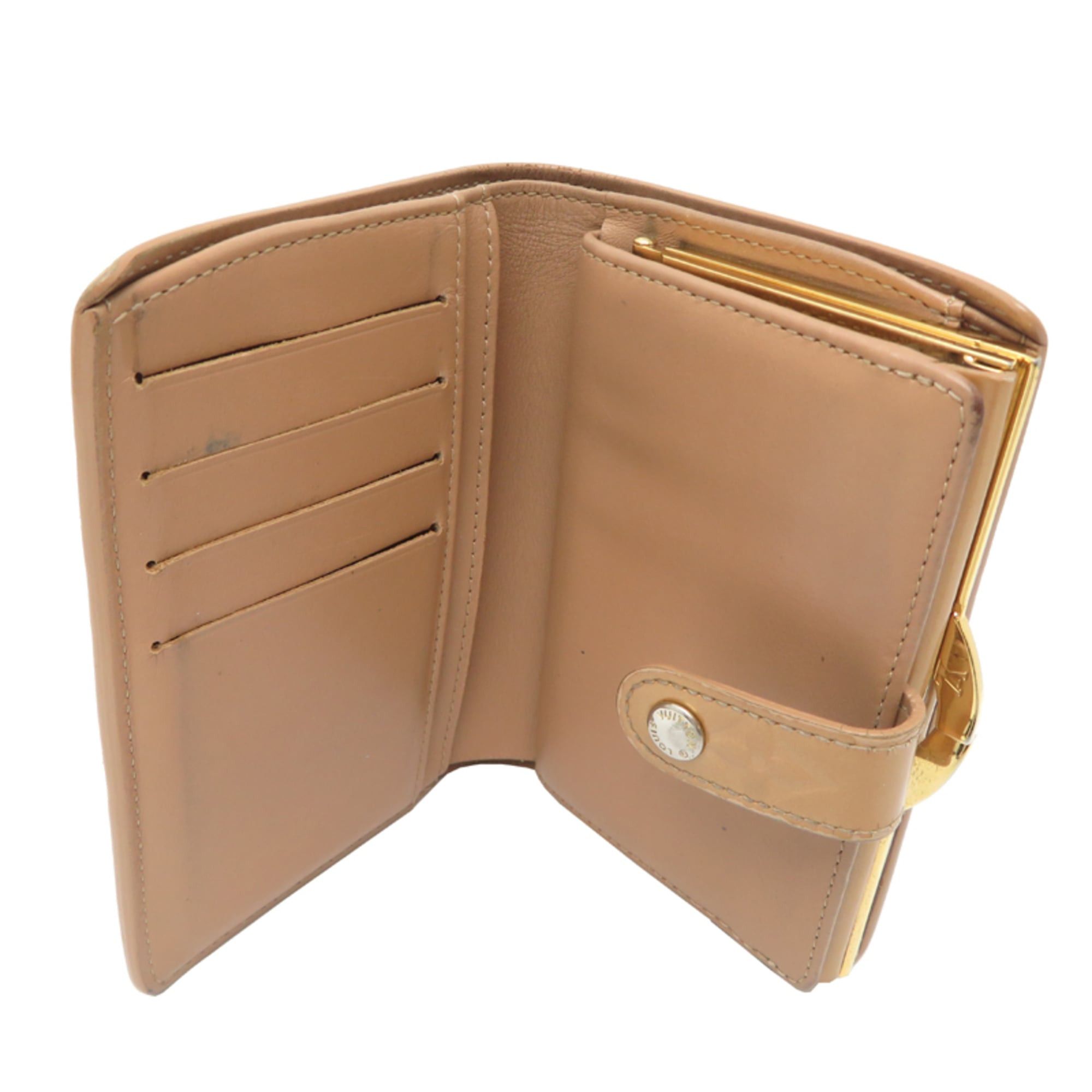 Louis Vuitton Louis Vuitton Portefeuille Viennois Women's Bifold Wallet M91361 Vernis Beige Size ONE SIZE - 5 Thumbnail