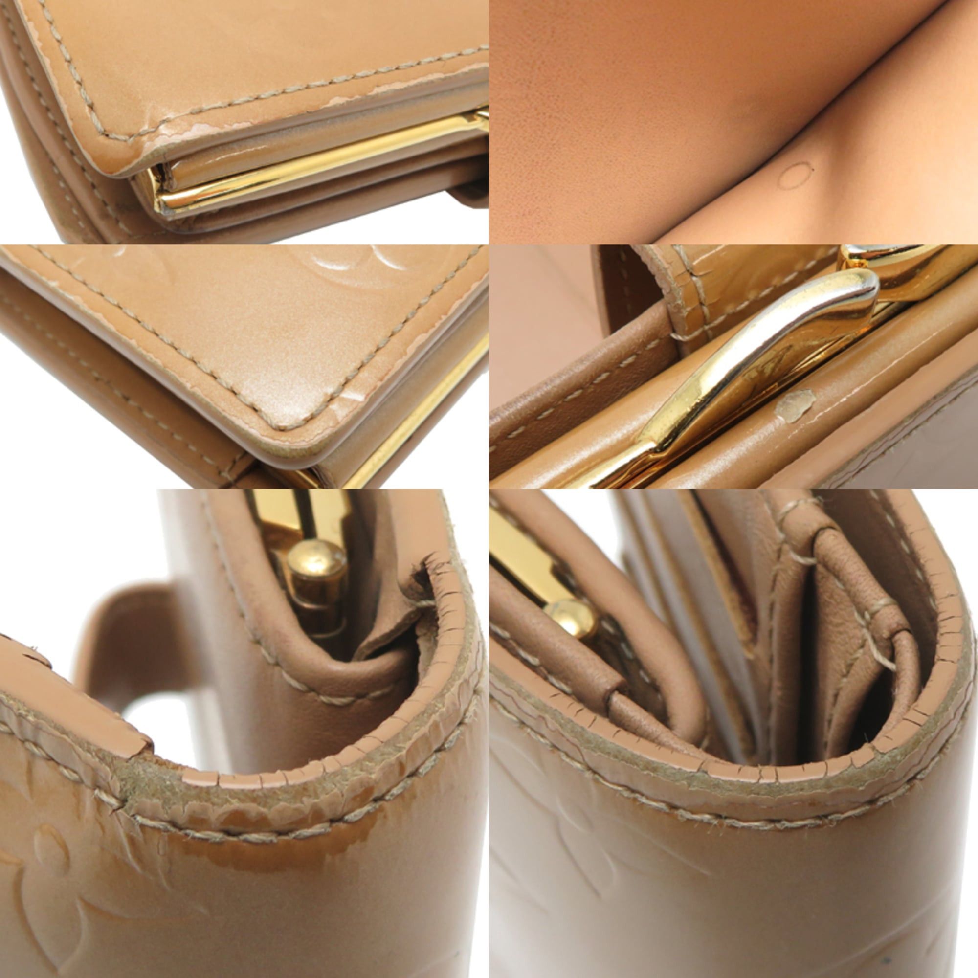 Louis Vuitton Louis Vuitton Portefeuille Viennois Women's Bifold Wallet M91361 Vernis Beige Size ONE SIZE - 10 Thumbnail