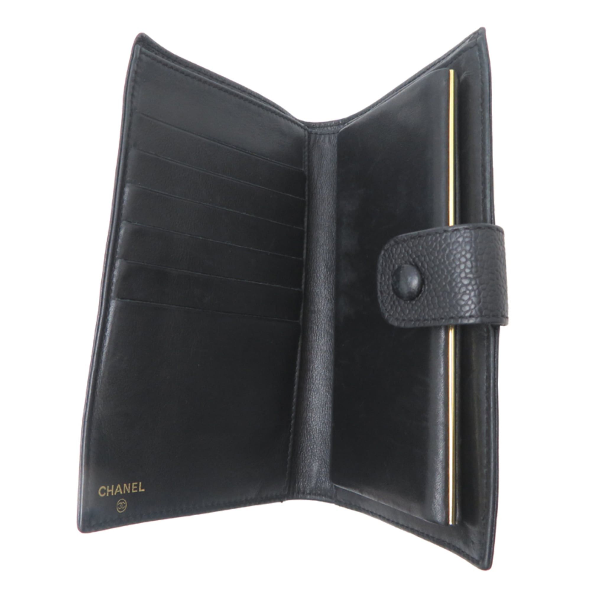 Chanel Chanel Coco Mark Clasp Purse Women's Long Wallet A33911 Caviar Leather Black Size ONE SIZE - 5 Thumbnail