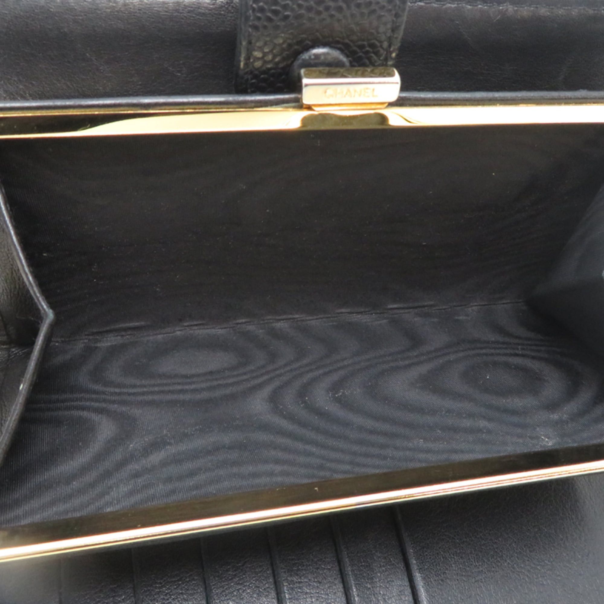 Chanel Chanel Coco Mark Clasp Purse Women's Long Wallet A33911 Caviar Leather Black Size ONE SIZE - 7 Thumbnail