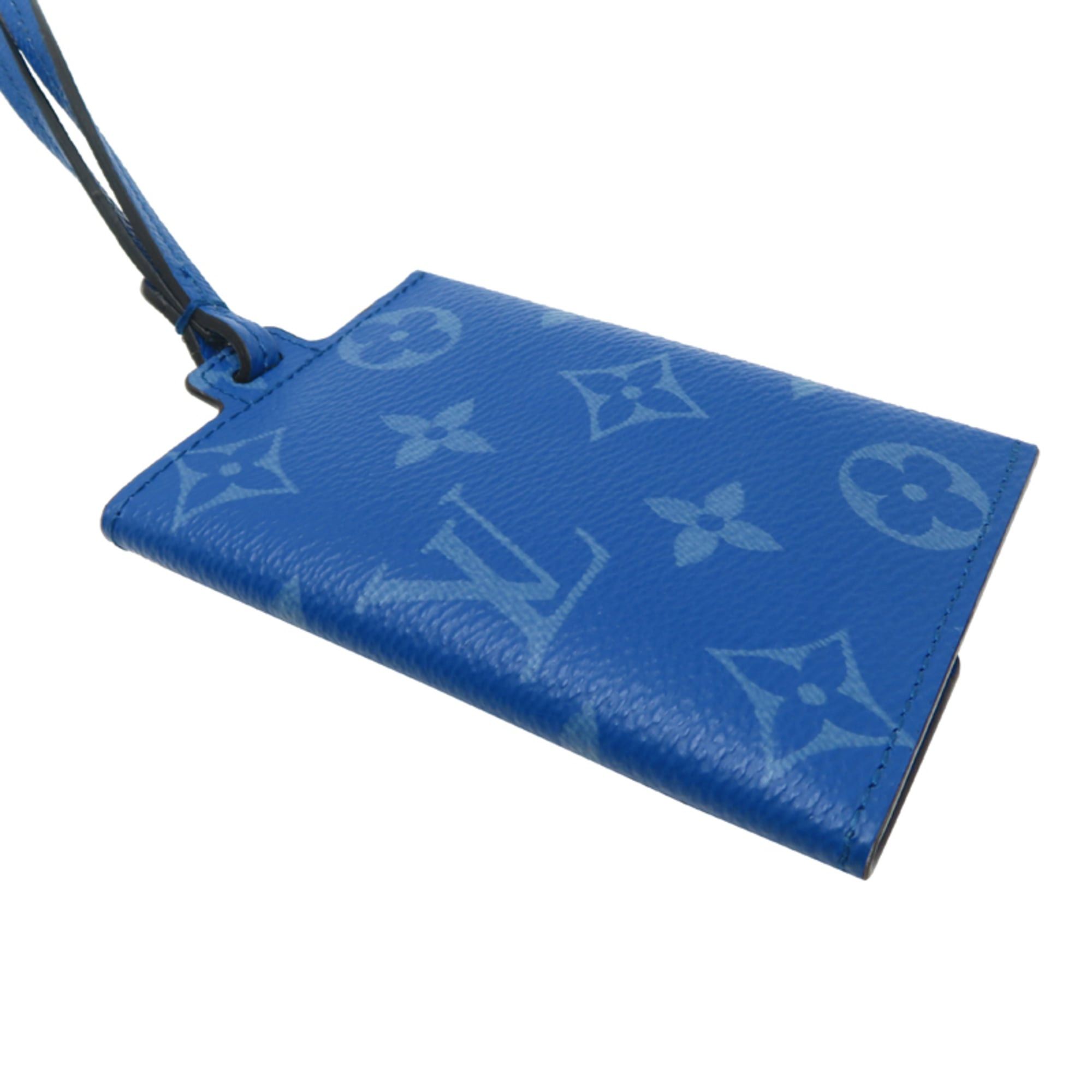 Louis Vuitton Louis Vuitton Porte Carte On Strap Women's/Men's M83154 Taiga Rama Blue Size ONE SIZE - 4 Thumbnail