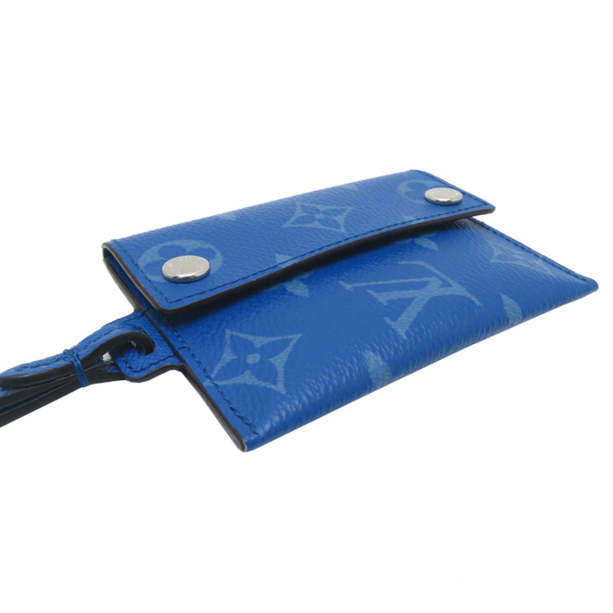 Louis Vuitton Louis Vuitton Porte Carte On Strap Women's/Men's M83154 Taiga Rama Blue Size ONE SIZE - 3 Thumbnail