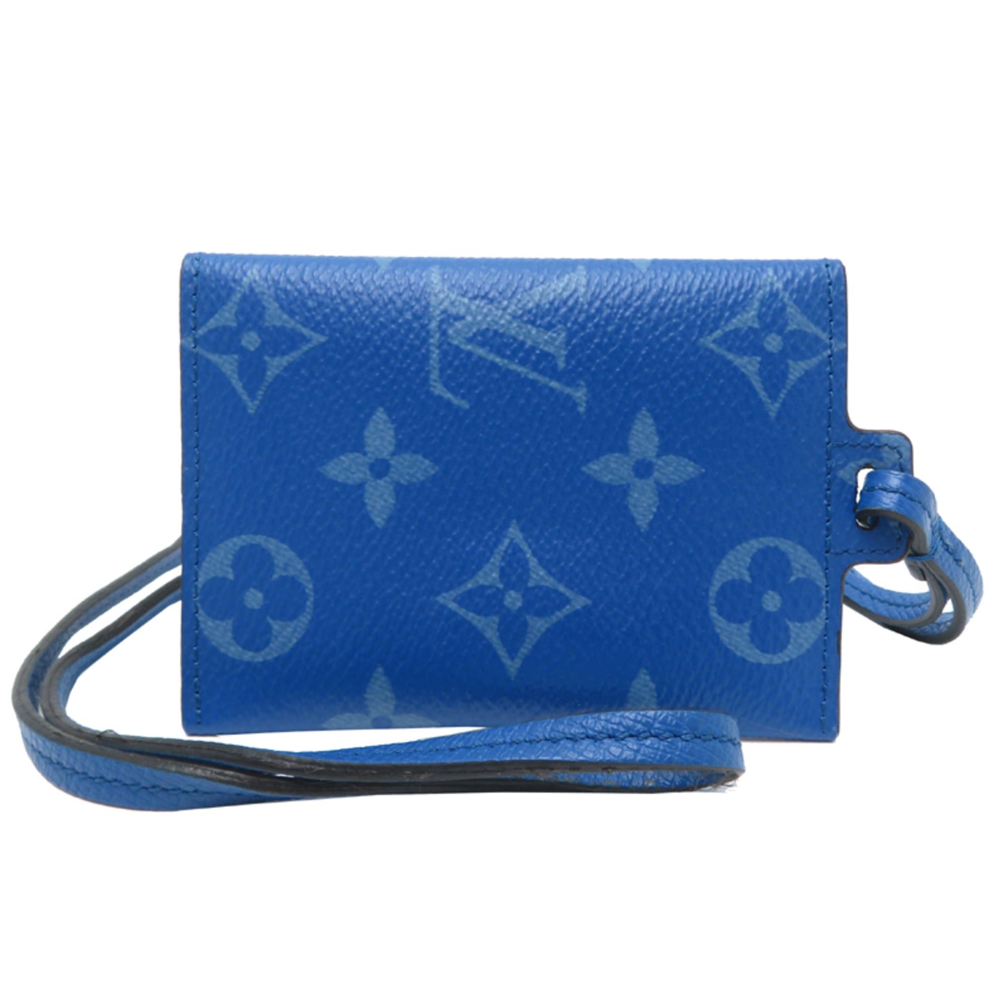 Louis Vuitton Louis Vuitton Porte Carte On Strap Women's/Men's M83154 Taiga Rama Blue Size ONE SIZE - 2 Thumbnail