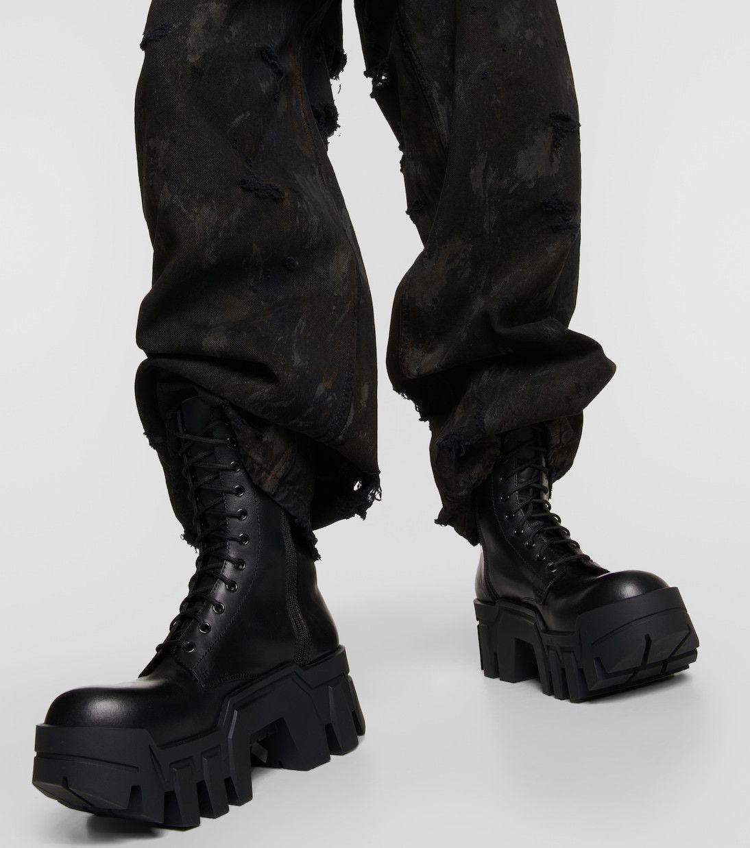 Balenciaga Bulldozer lace-up leather ankle boots Size US 10 / IT 40 - 3 Thumbnail