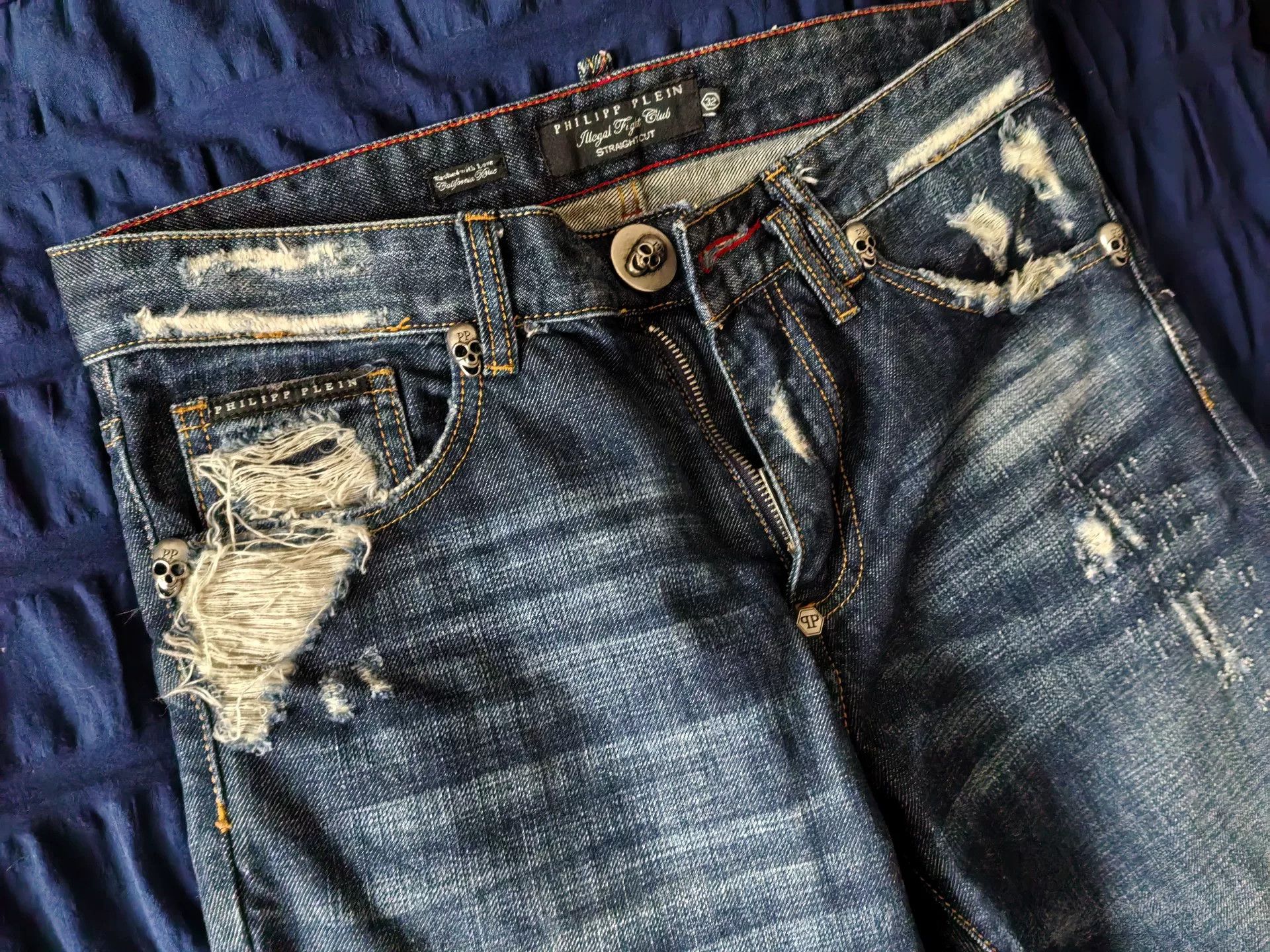 Philipp Plein Philipp Plein Men's Cotton Distressed Jeans Size US 32 / EU 48 - 2 Thumbnail