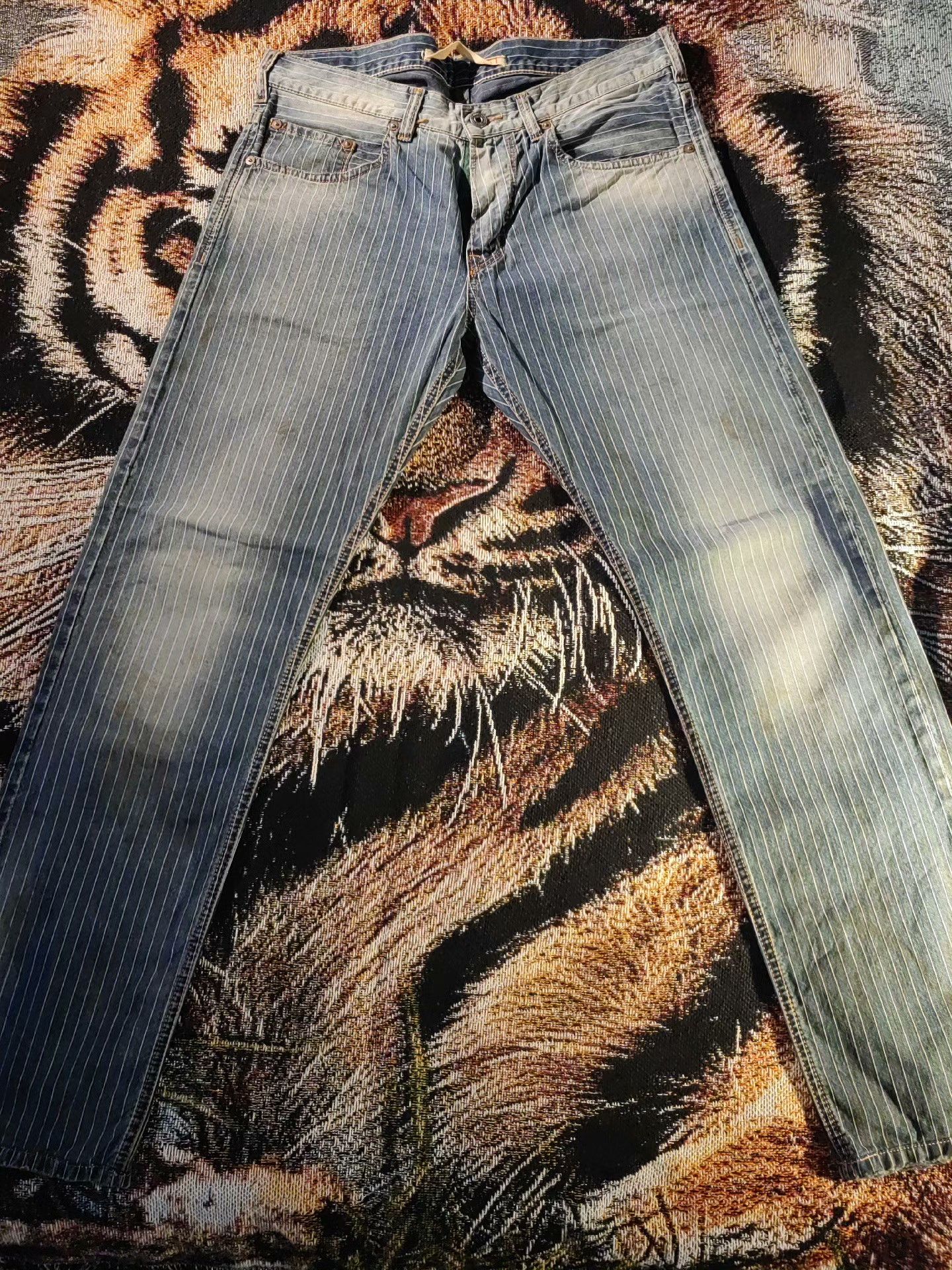 Scarti-Lab Scarti Lab Indigo Striped Washed Denim Pants Size US 31 - 3 Thumbnail